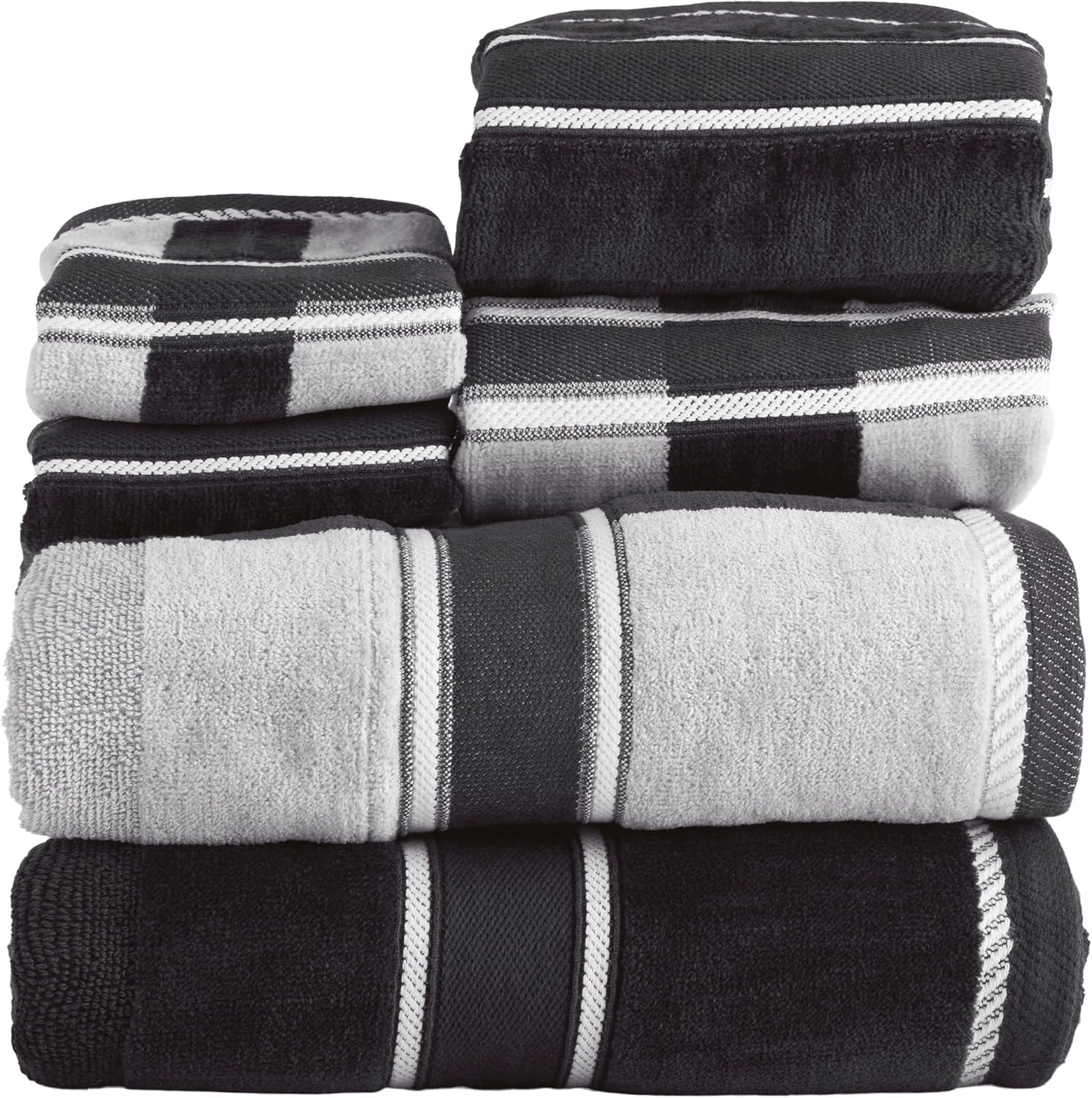 Lavish Home 6 Piece Bathroom Towels Set - 525 GSM 100% Cotton Bathroom Accessories - 2 Bath Sheets, 2 Hand Cloths, and 2 Wash Cloths - Soft Towel Set for Shower, Gym, Dorm, and Spa (Charcoal)
