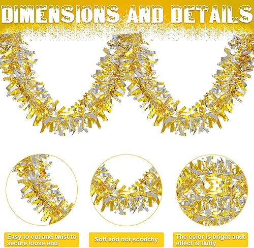 Miniatura 10 de Guirnalda de oropel de Navidad de 200 pies, decoración de árbol de Navidad, guirnalda de oropel con brillantina, guirnalda metálica para colgar al