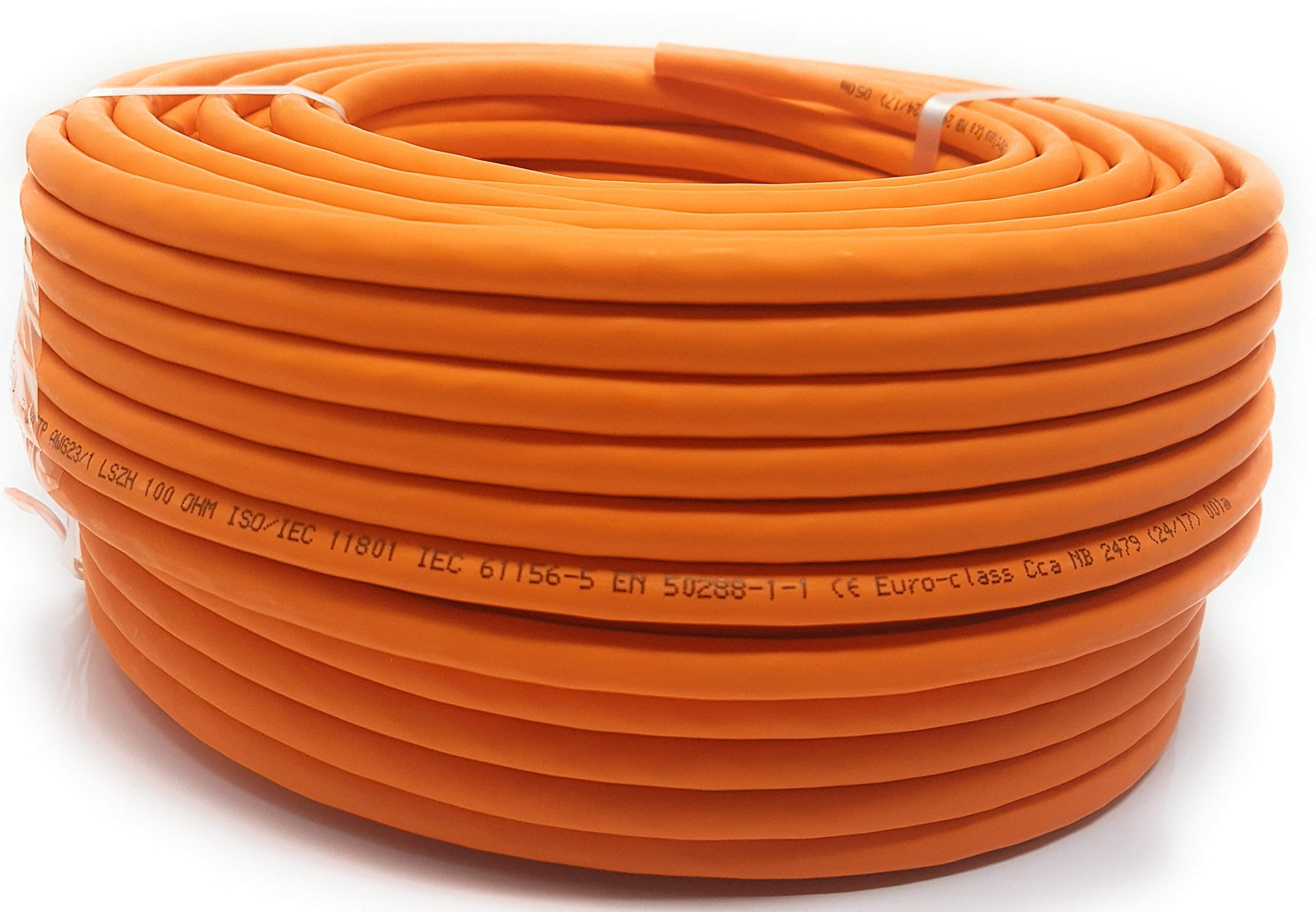 50.0M Cat 7 Reel Cable Ethernet Cable libre de halógeno de 1000 MHz Copper Super Fast PoE-PoE+ Naranja