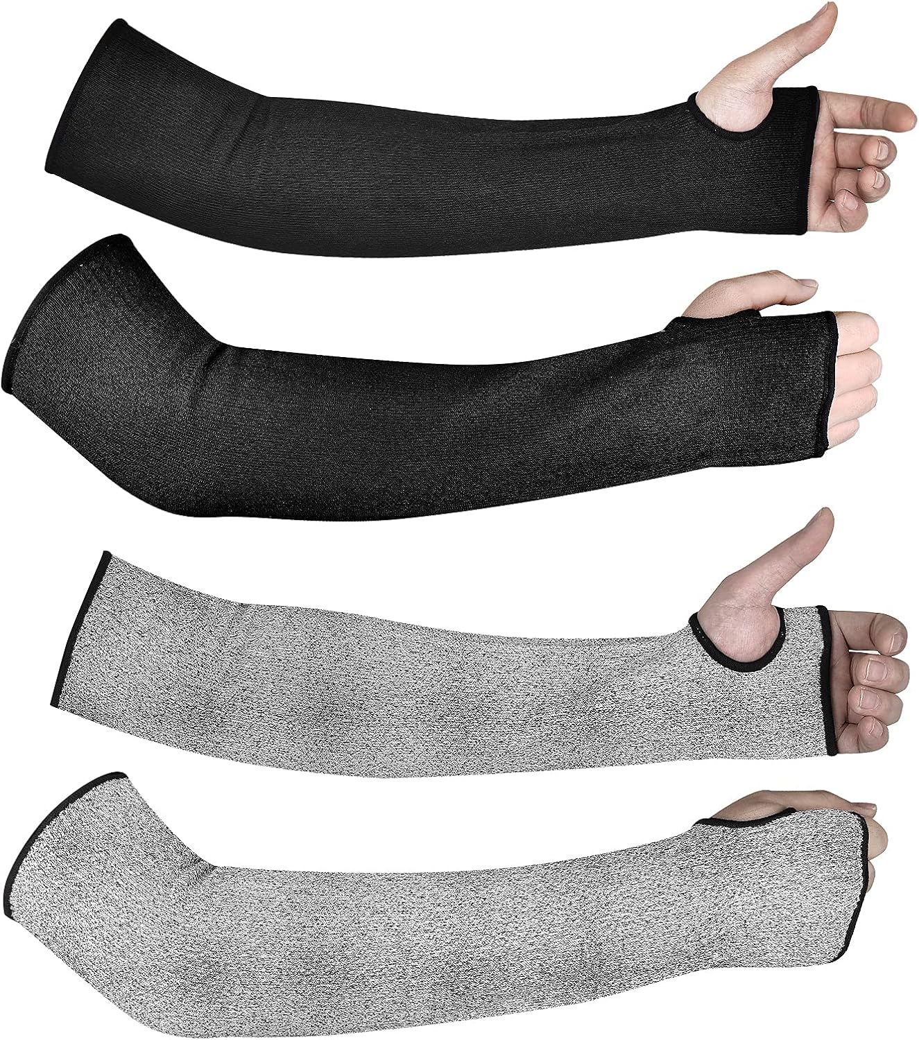 DEYAN Cut Resistant Sleeves, Level 5 Arm Protection Sleeves with Thumb Hole, 18 inch Extra Long Arm Protectors, Slash Resistant Safety Arm Guard for Garden Farm Yard Working, 1 Pair (Black) : Clothing, Shoes & Jewelry