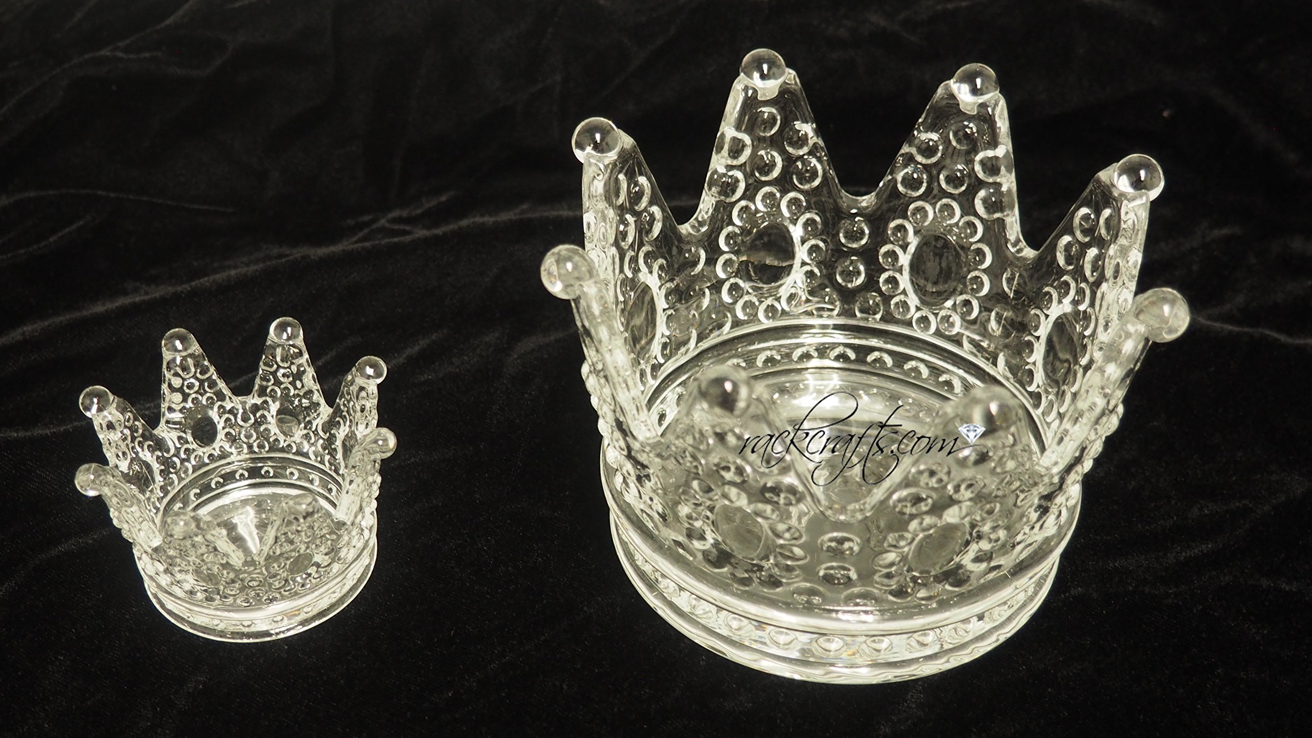 Glass Crystal Royal Crown Coronal Coronet King Queen Princess Prince Vase Bowl Table Centerpiece Candy Container Party Favor (Small)