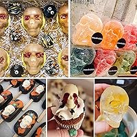 Vista 7 de Sidosir 4 moldes de chocolate con calavera de gomita, moldes de caramelo de calavera de gomita, moldes de silicona antiadherentes con 2 cuentagotas