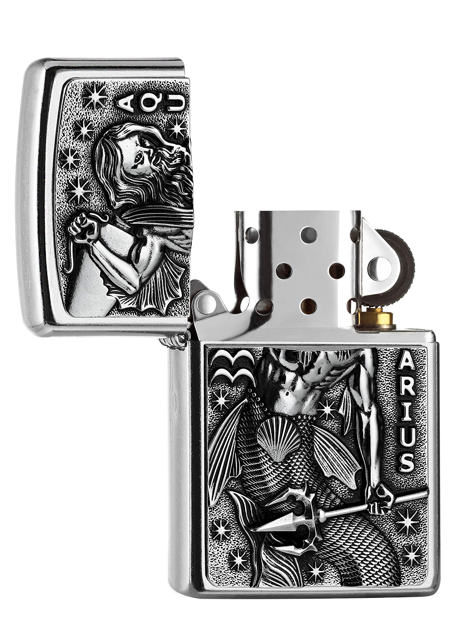 Encendedor Zippo 2006503 Gemini – Latón Cromado, Diseño
