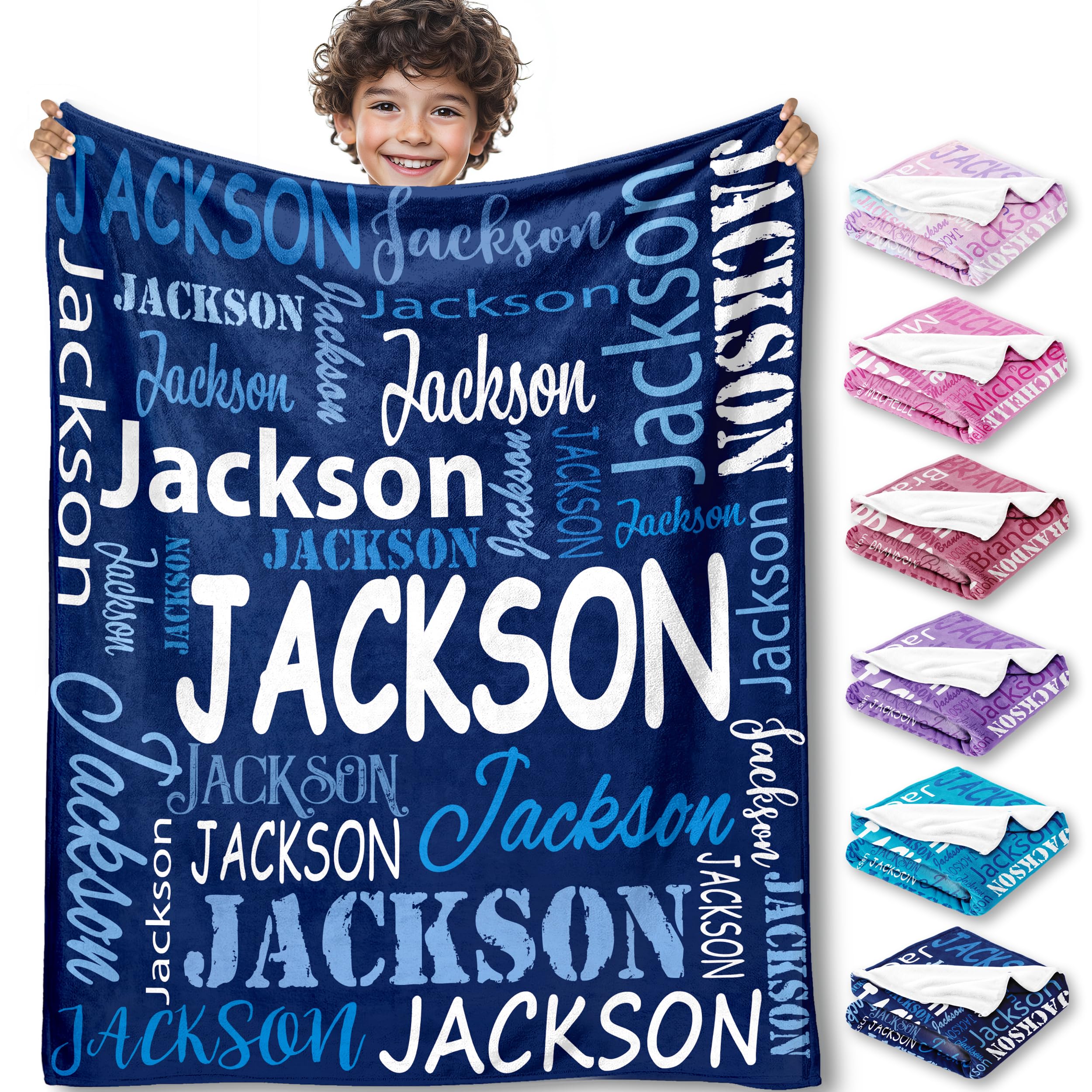 Yofair Ships Next Day, Personalized Blanket Gifts for Teen Boys Custom Blankets with Name Flannel Throw Boys Blanket Customized Gifts for Kids Adult