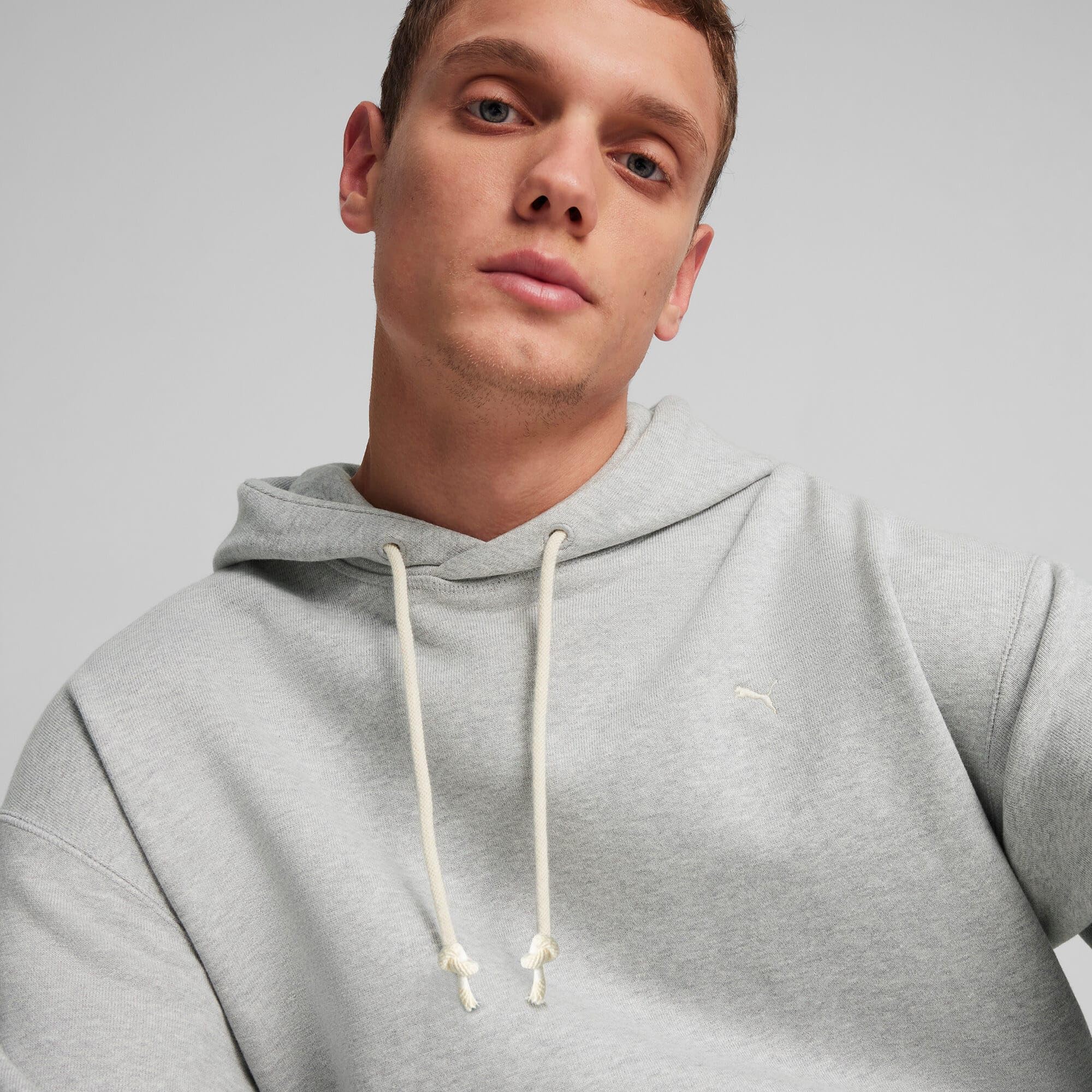 PUMA MMQ - Sudadera con capucha para hombre, talla XL, color gris claro jaspeado, XL, Gris Claro Jaspeado, XL