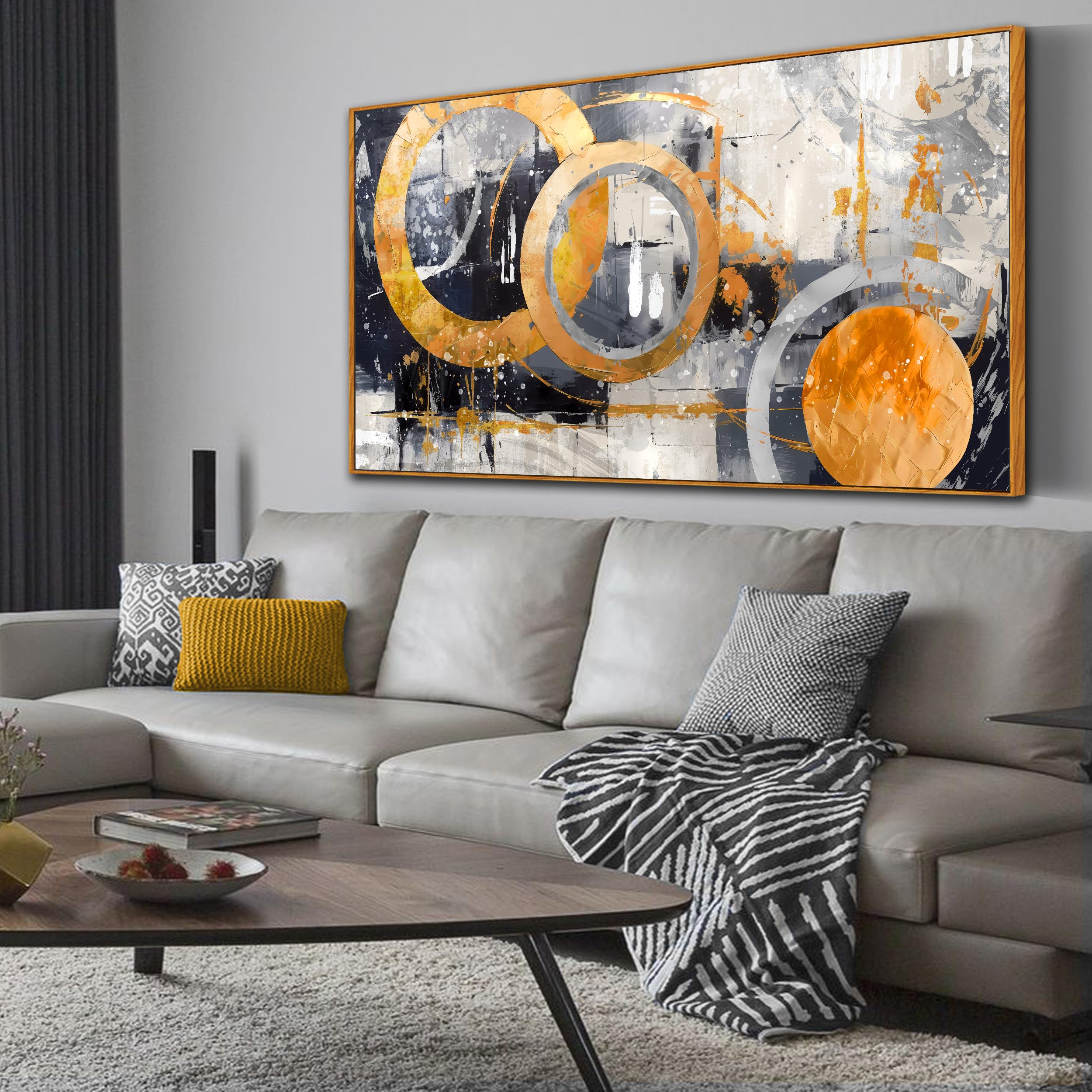 Amazon.com: CGXART Yellow Abstract Wall Art - Framed Wall Art