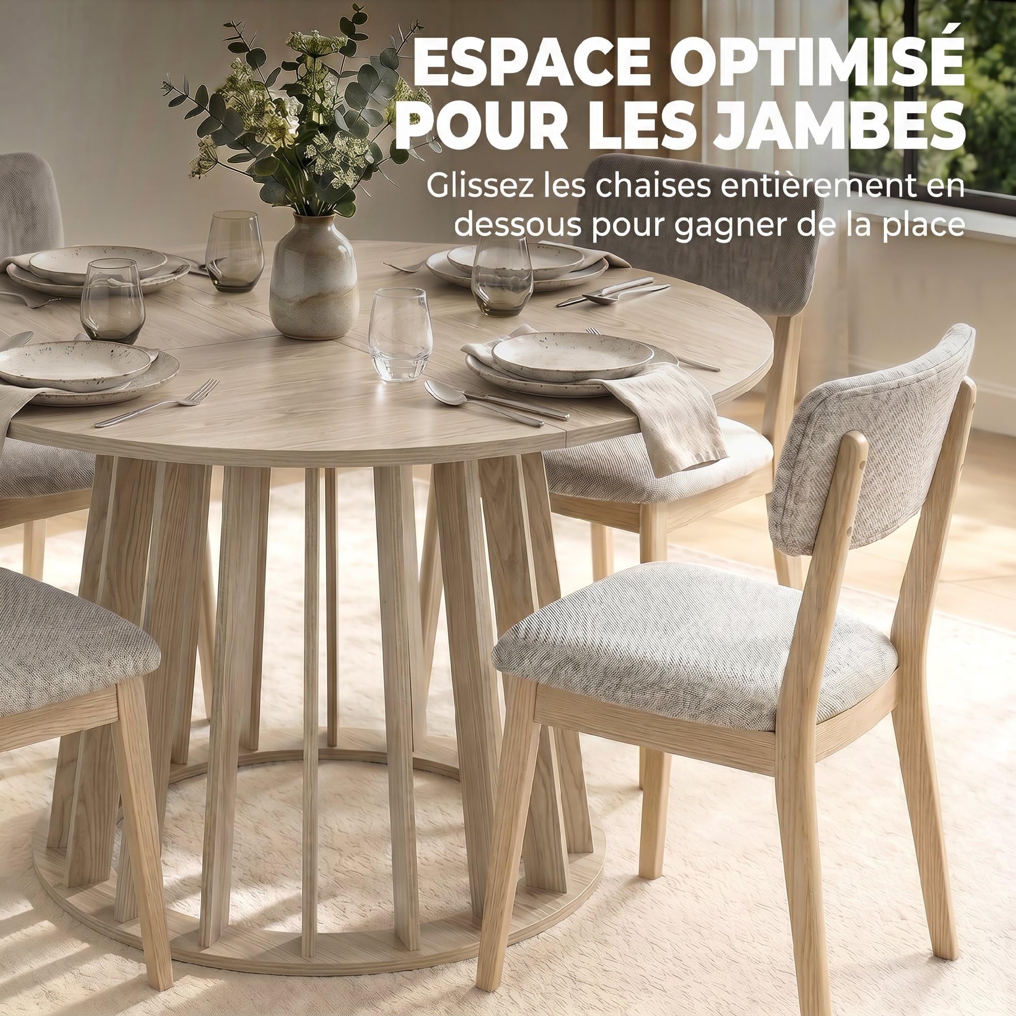 HOMCOM Table à Manger Ronde pour 4 à 6 Personnes Ø 120 x 75 cm Bois Naturel
