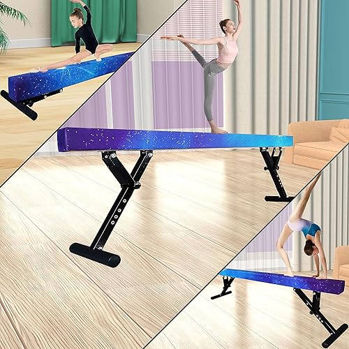 Miniatura 49 de Viga de equilibrio ajustable para niños, haz de gimnasia de 8 pies de todos los niveles de gimnasia, vigas de piso alto y bajo, altura ajustable