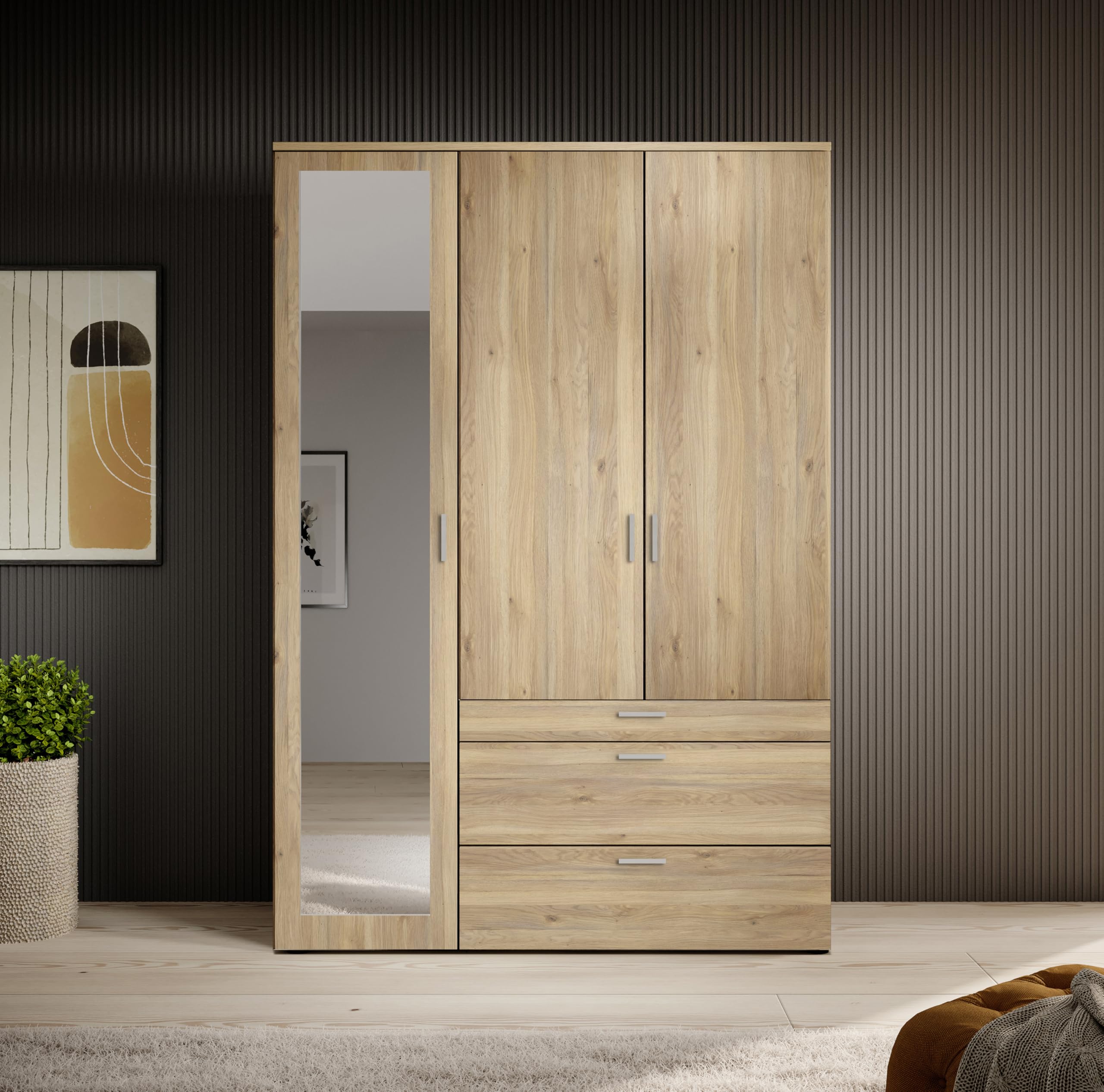 Armadio a 3 ante battenti con specchio 135x195x56 cm AVANTI TRENDSTORE