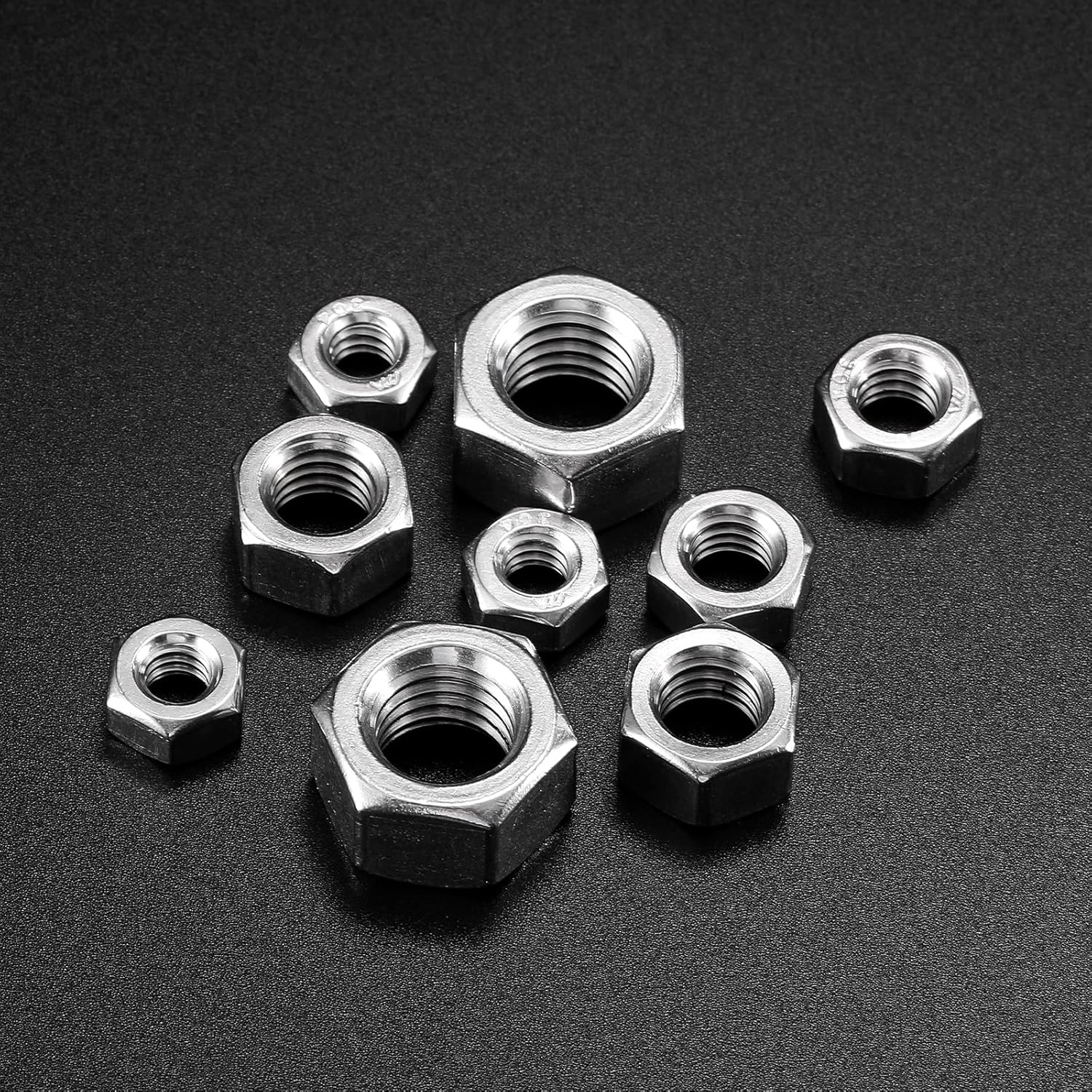 M10 x 1.5mm Hex Nuts 100Pcs 304 Stainless Steel 18-8, Full Thread, Hex Drive, Bright Finish by SG TZH