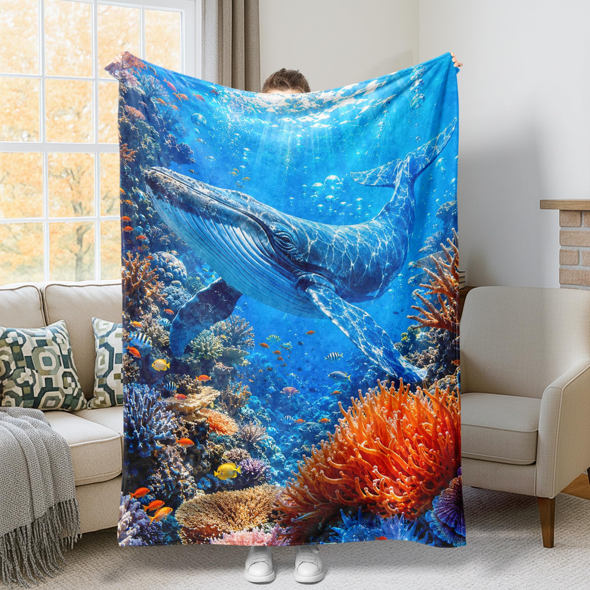 Couverture en flanelle baleine 152x203cm pour canapé et lit