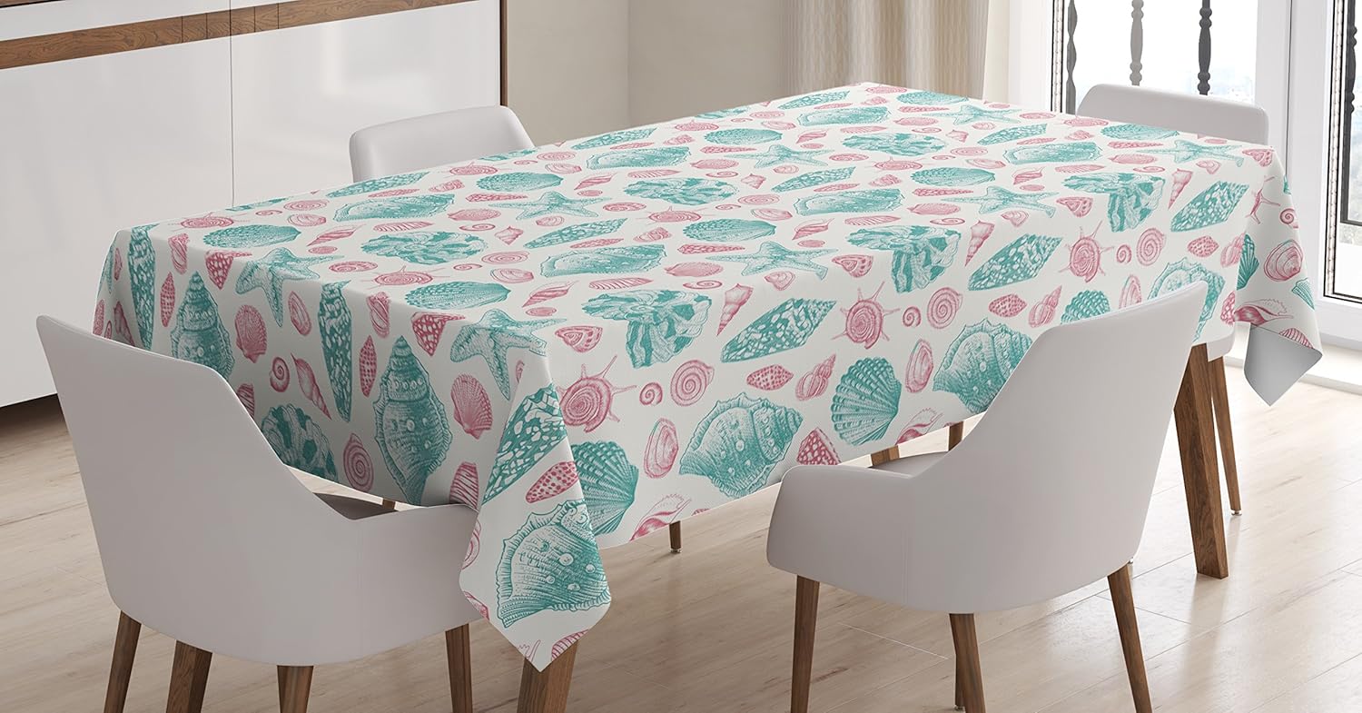 Lunarable Underwater Tablecloth, Various Kinds of Seashells