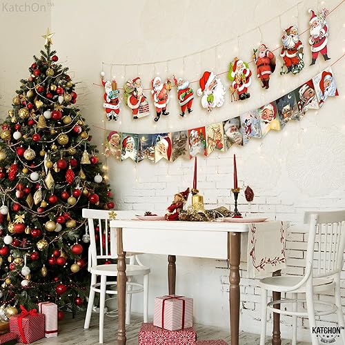 Miniatura 9 de KatchOn, Guirnalda de Papá Noel con texto en inglés "Merry Christmas", extra grande de 10 pies, paquete de 2, pancarta de Papá Noel para manto,