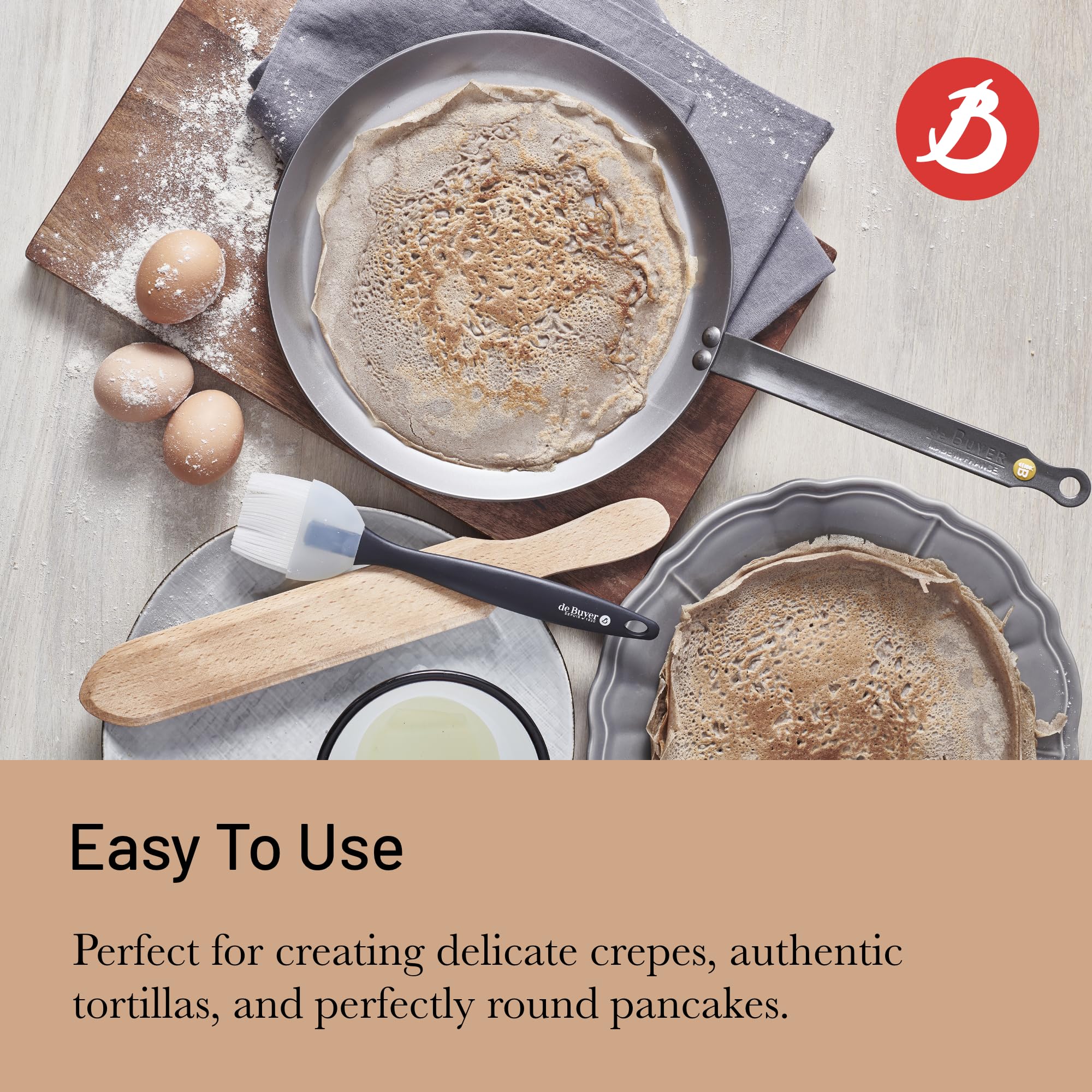 de Buyer Mineral Carbon Steel Crepe Pan - Naturally Non-Stick -5 de Buyer Mineral Carbon Steel Crepe Pan - Naturally Non-Stick -5