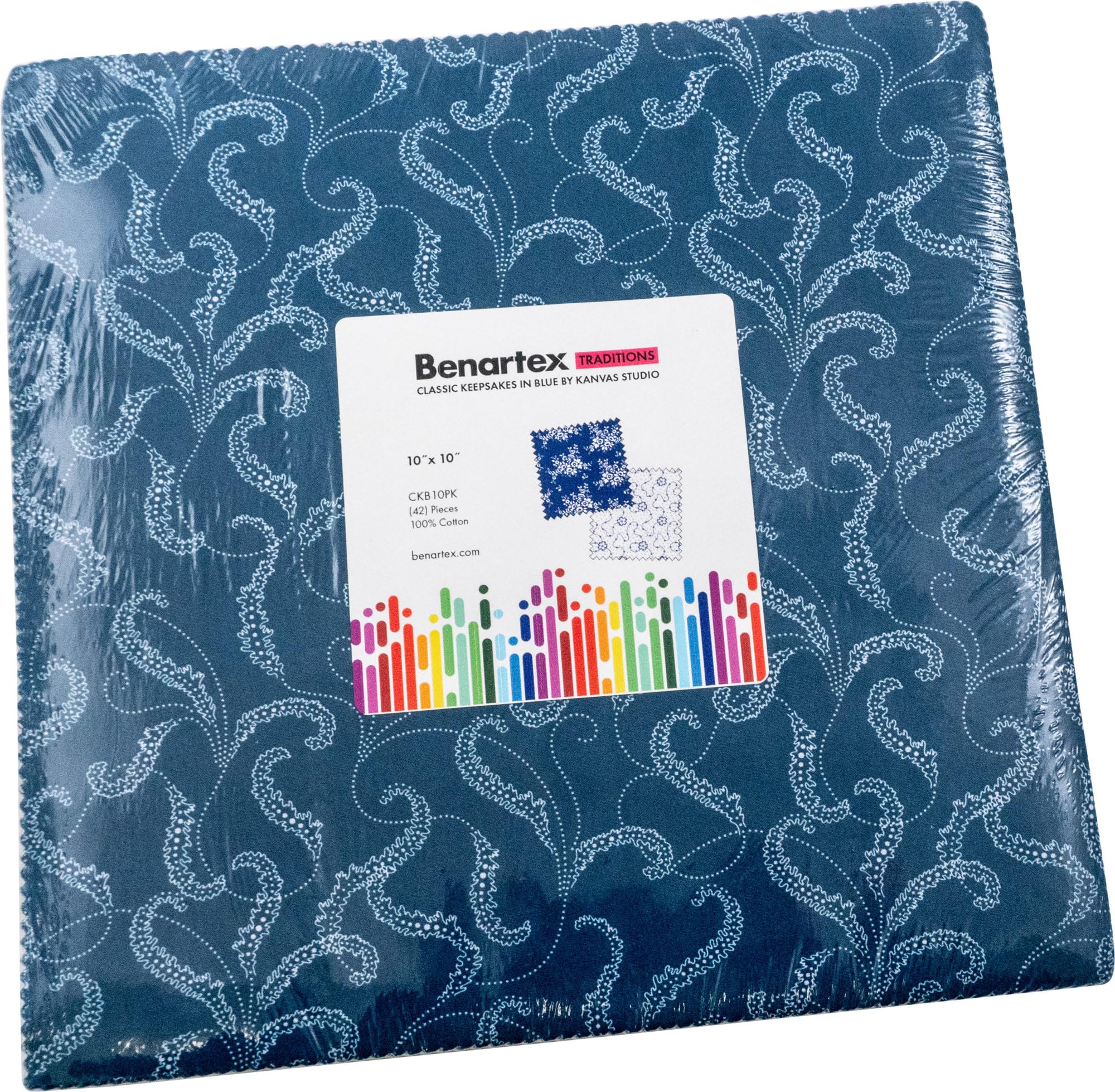 Kanvas Studio Classic Keepsakes Blue 10X10 Pack 42 10-inch Squares Layer Cake Benartex