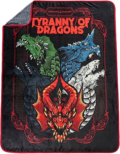 Miniatura 2 de Jay Franco Manta de tiranía de dragones de Dungeons & Dragons, mide 46 x 60 pulgadas, ropa de cama para niños, forro polar súper suave