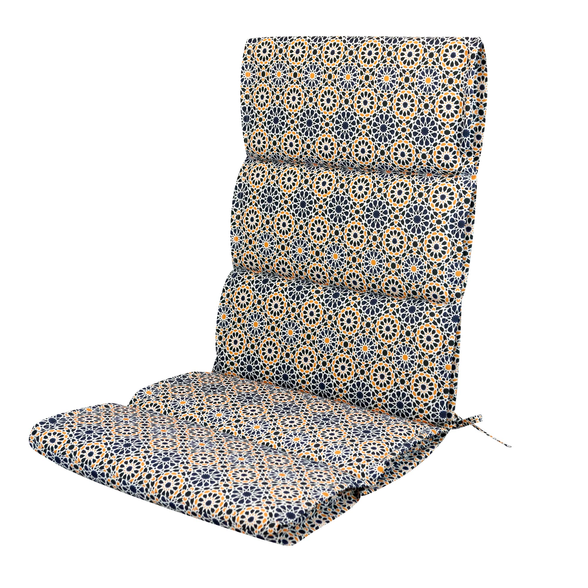 Gardenwize Pack of 2 Full Length Seat Pads, Outdoor Chair Sun Lounger Cushions – Padded Support, All Round Comfort, Weather Resistant (Casablanca)