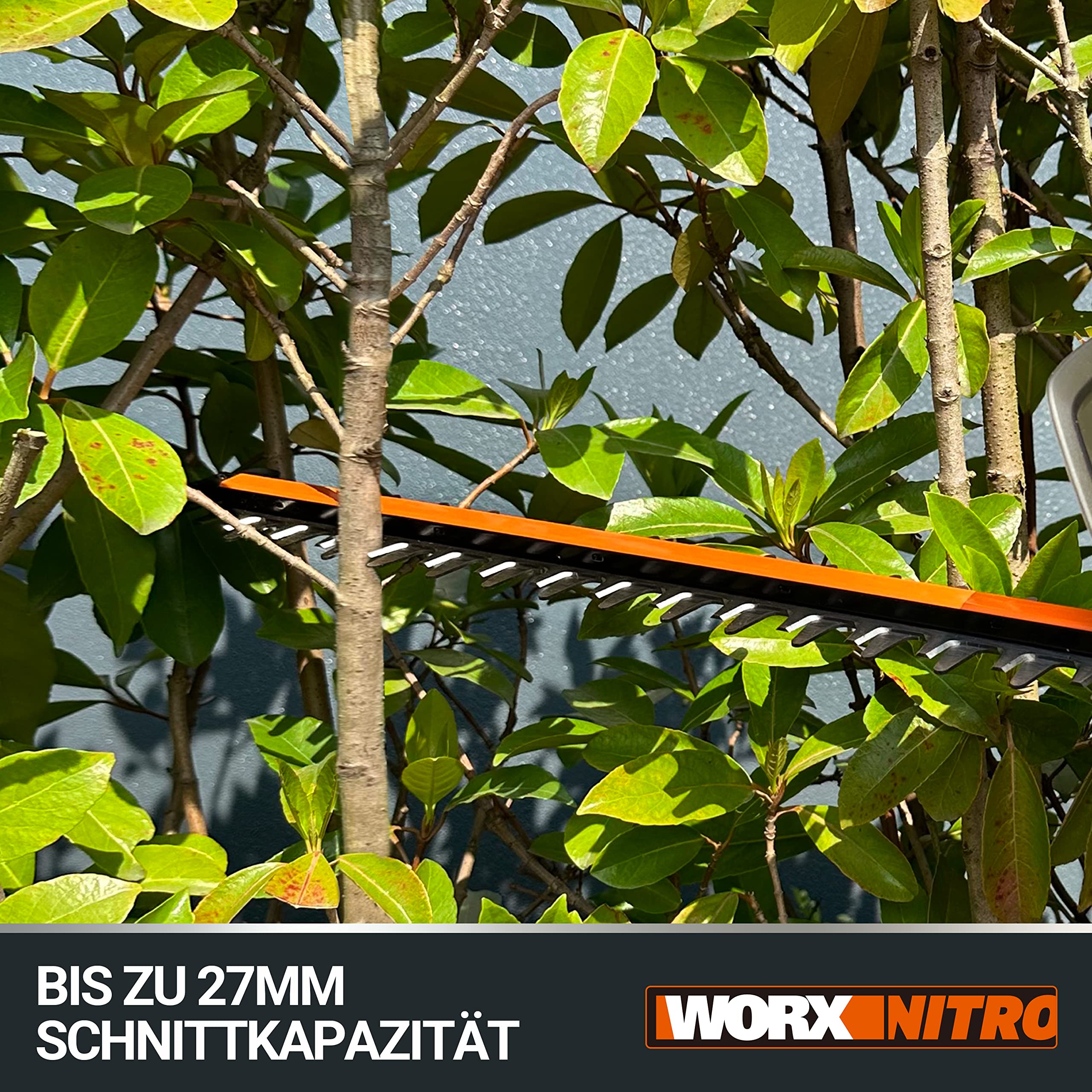 WORX WG286E.9 Nitro Profi Akku Heckenschere 40V – präziser Schnitt auch bei schwierigen Winkeln – leistungsstarker bürstenloser Motor – 58cm Schnittlänge – 27mm Zahnabstand – ohne Akku & Ladegerät