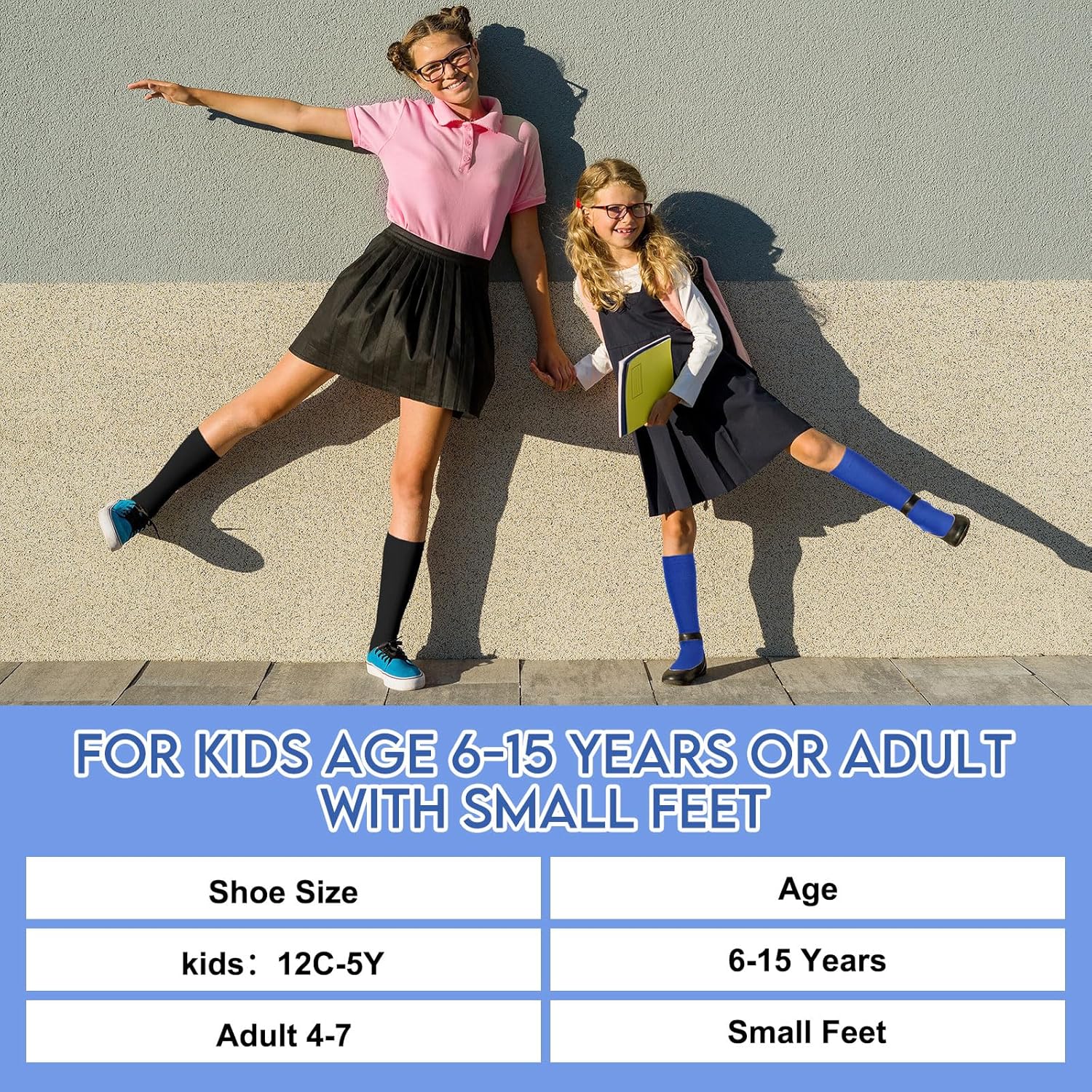 Shinymoon 8 Pairs Kids Compression Socks 15-20 Mmhg Knee Length Sock Calf Graduated Compression Stockings for Boys Girls - Image 6