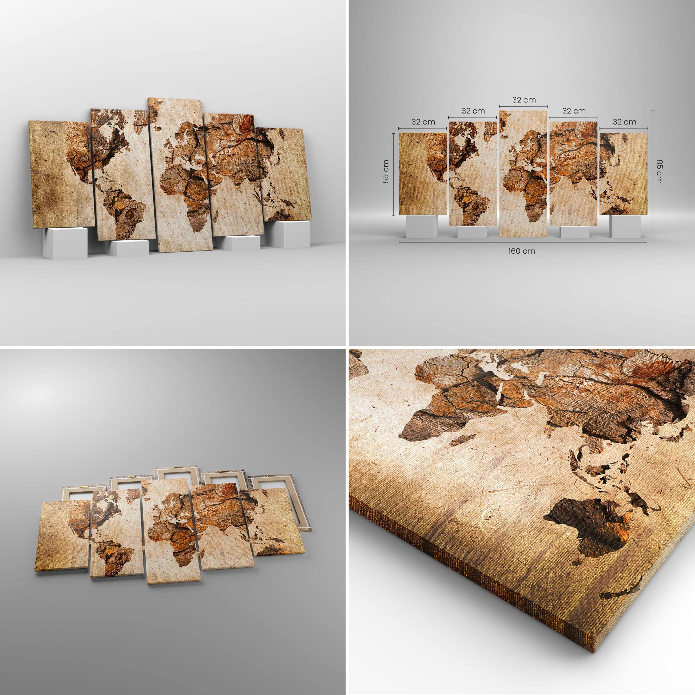 Quadri Moderni su Tela 150x50 cm Stampe da Parete Mappa del Mondo 3590