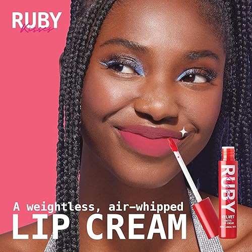Miniatura 6 de Ruby Kisses Crema labial de terciopelo, lápiz labial con acabado mate, color rico, tinte de labios de larga duración, ligera, nutritiva,