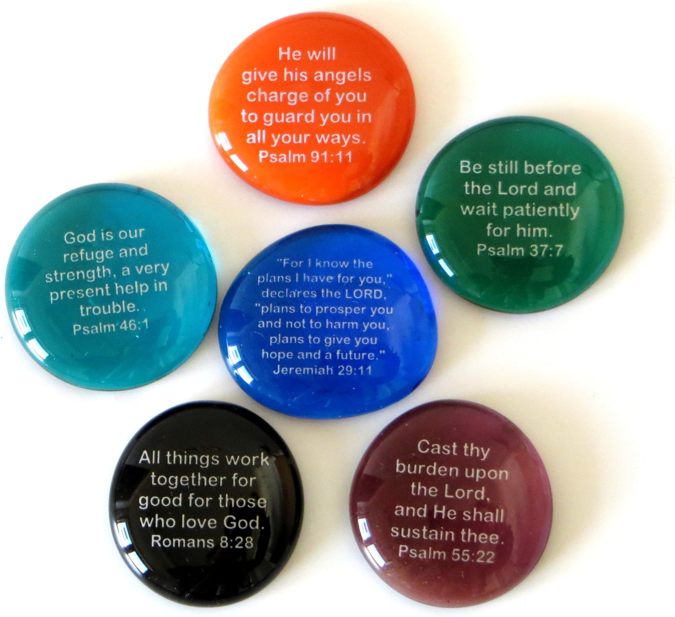 Lifeforce Glass Scripture Glass Stones,Six of Your Favorite Inspiring Bible Verses on Translucent and Opaque Rocks Set II