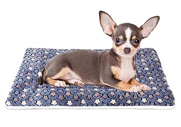 Mora Pets Mora Pets Ultra Soft Pet (Dog/Cat) Bed Mat with Cute Prints | Reversible Fleece Dog Crate Kennel Pad | Machine Washable Pet Bed Liner (22-Inch, Dark Blue)