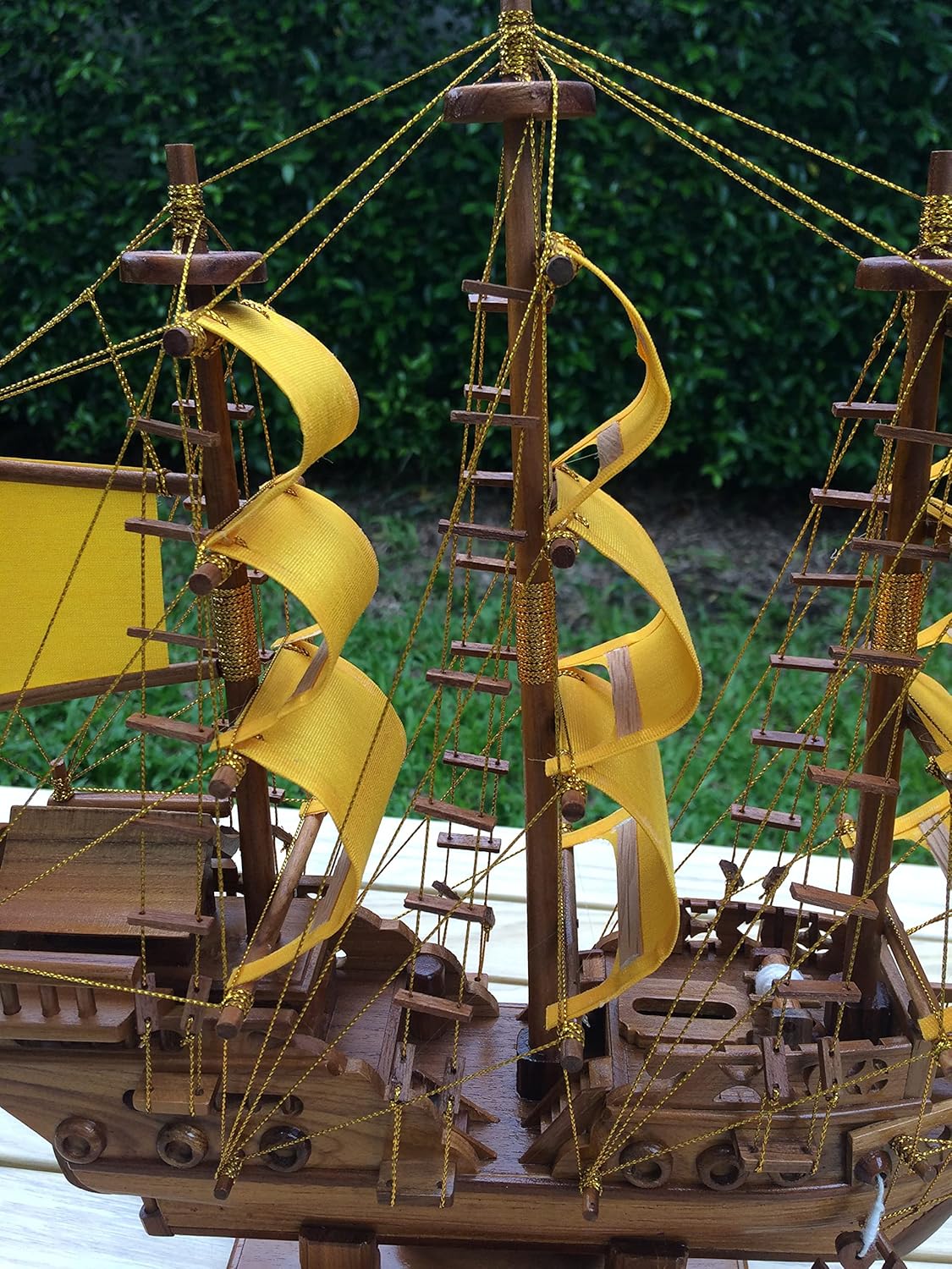 Traditional Chinese Junk Ship Model Sailing Boat 9 Curve Sails Feng Shui for Home Decor 42 cm