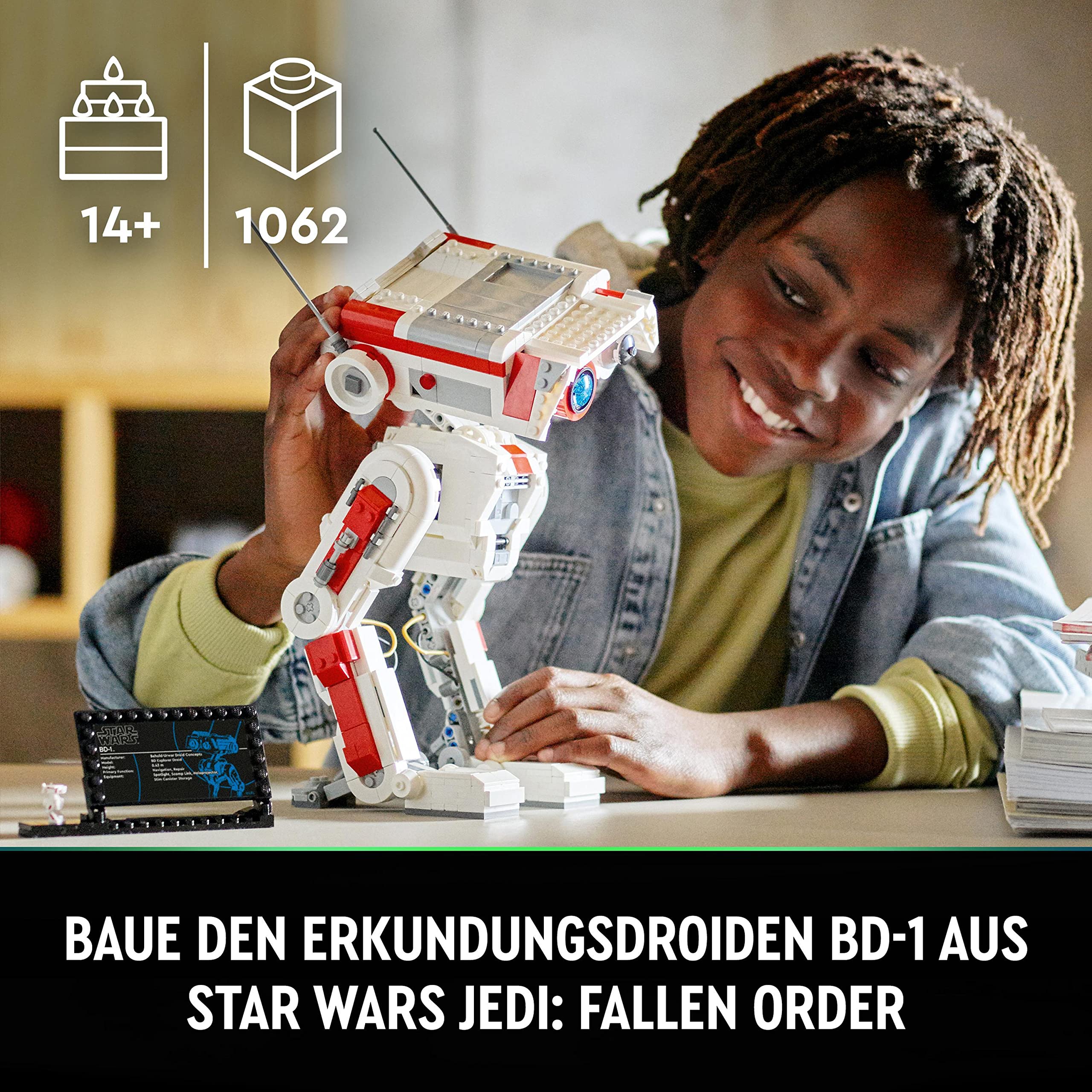 LEGO 75335 Star Wars BD-1, Modellbausatz, bewegliche Droidenfigur, Zimmer-Deko, Geschenkidee zum Geburtstag für Jungen & Mädchen, Teenager aus dem Videospiel Jedi: Fallen Order