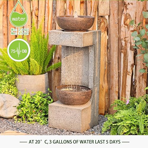 Miniatura 3 de Fuente de cascada para decoración de jardín al aire libre para patio, terraza, porche y decoración de arte del hogar, fuentes al aire libre y