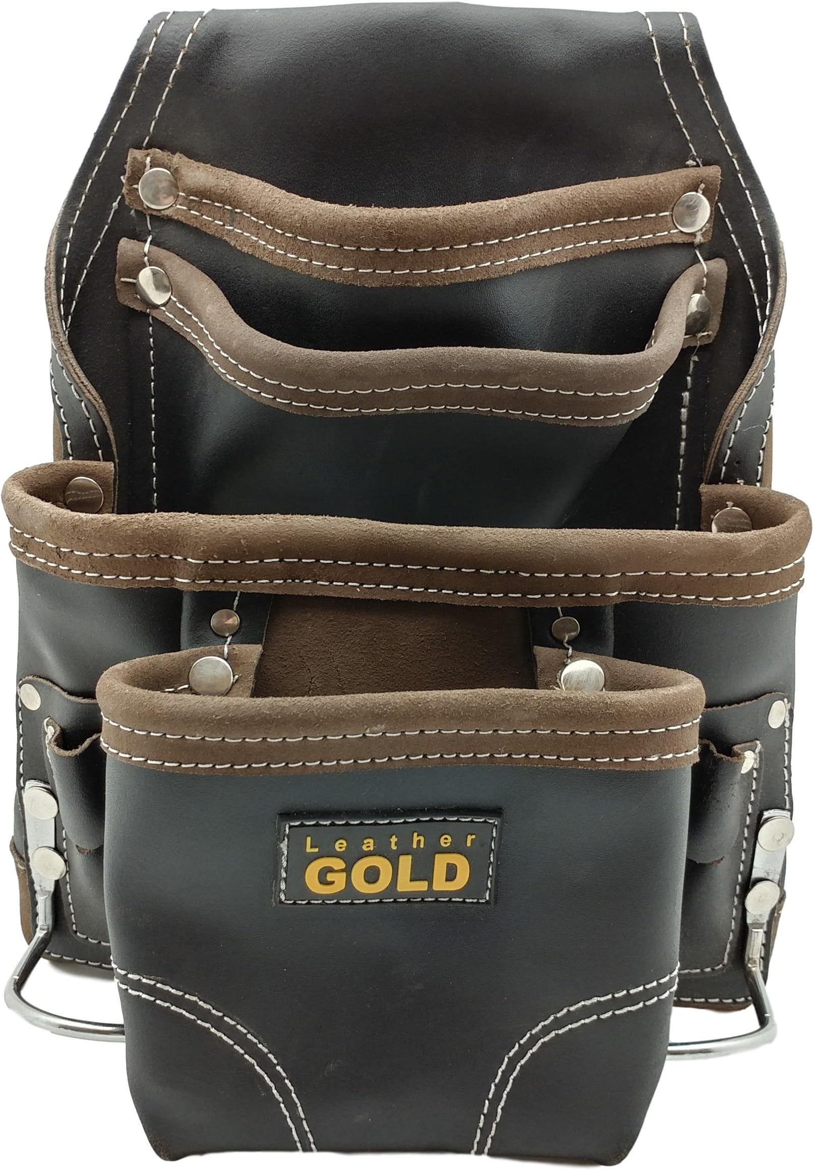 LEATHER GOLD Heavy Duty Tool Pouch Carpenters Tool Pouch 3150, Black