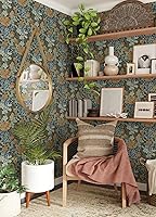 Vista 2 de Dark Multi Moody June Blooms - Papel tapiz para despegar y pegar, color azul