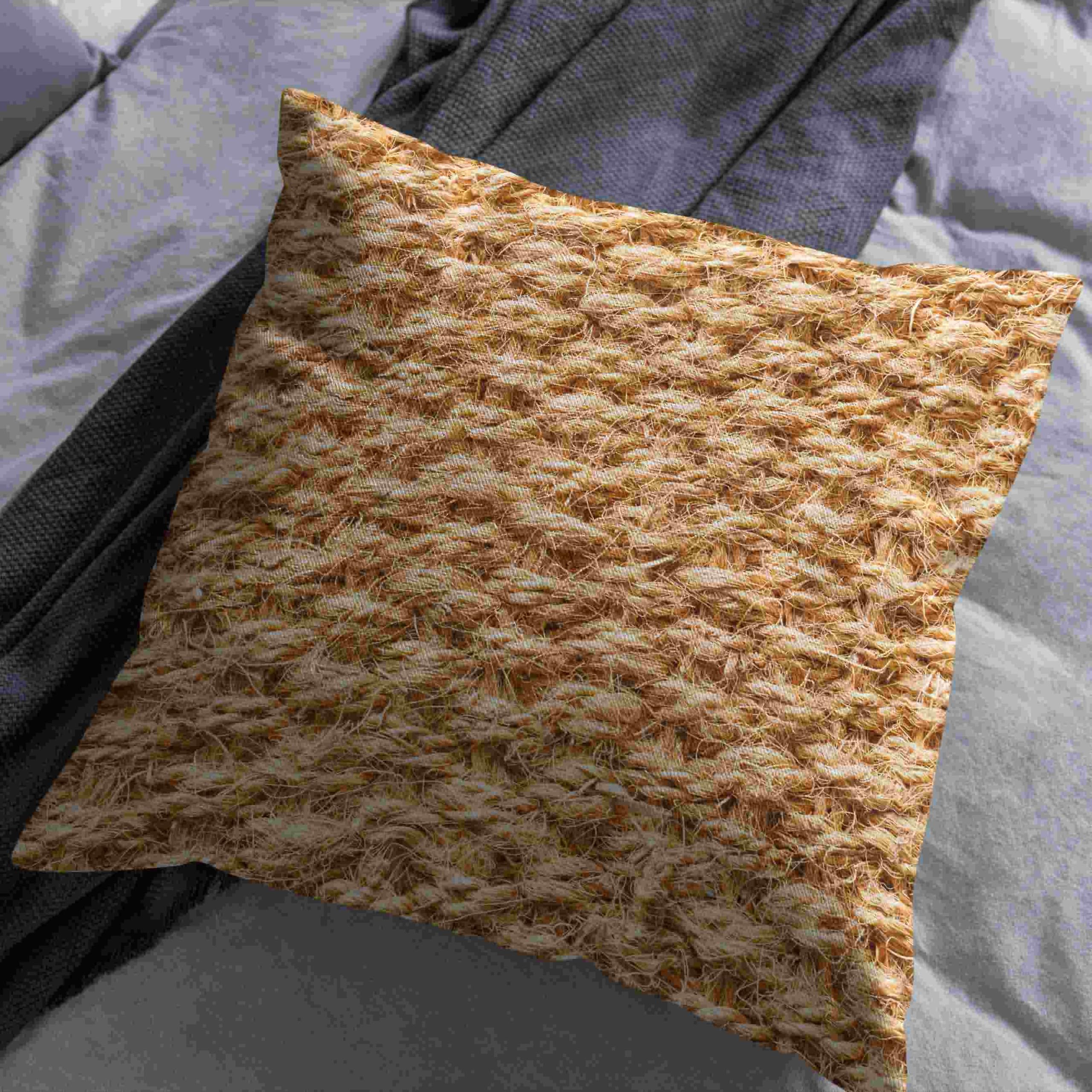 Fundas de almohada de lino para sofá, fundas de cojín coloridas de repuesto para sofá al aire libre, 50 x 50 cm, fundas de almohada impermeables de grano de madera, fundas de cojín para
