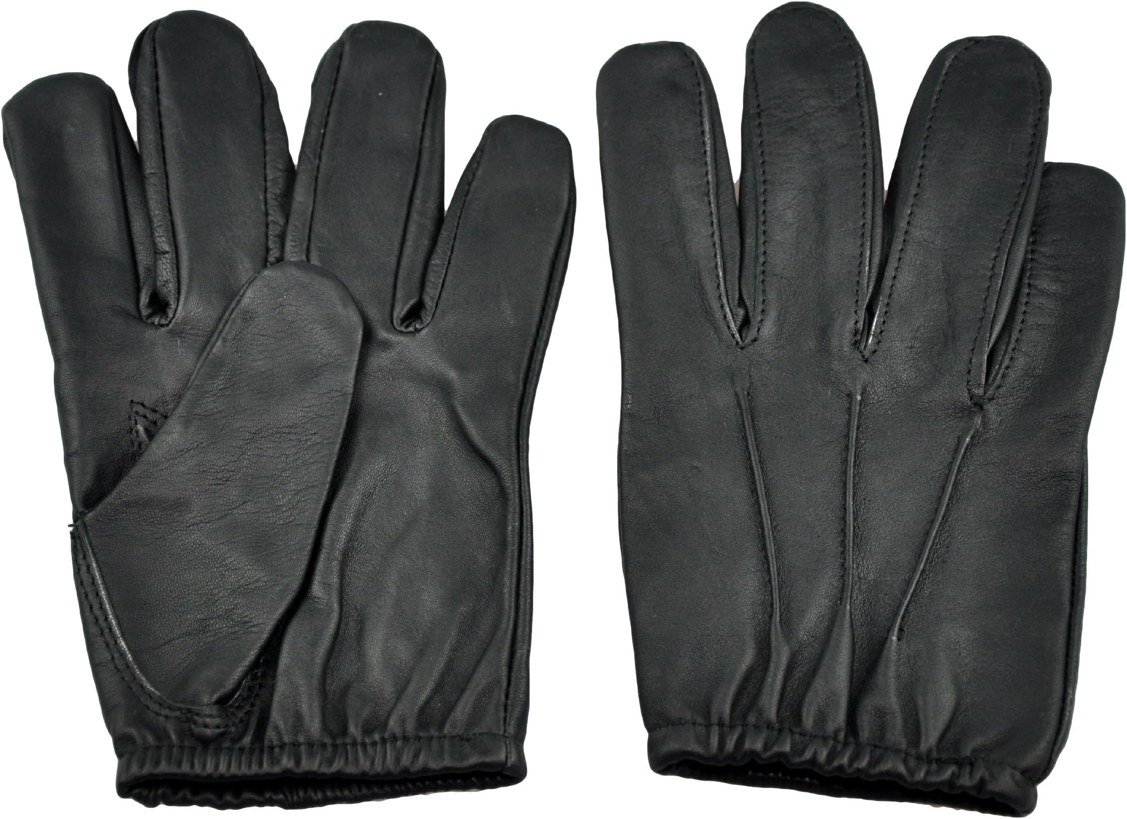Premium Black leather police search motorbike gloves Bluf uniform (Medium)