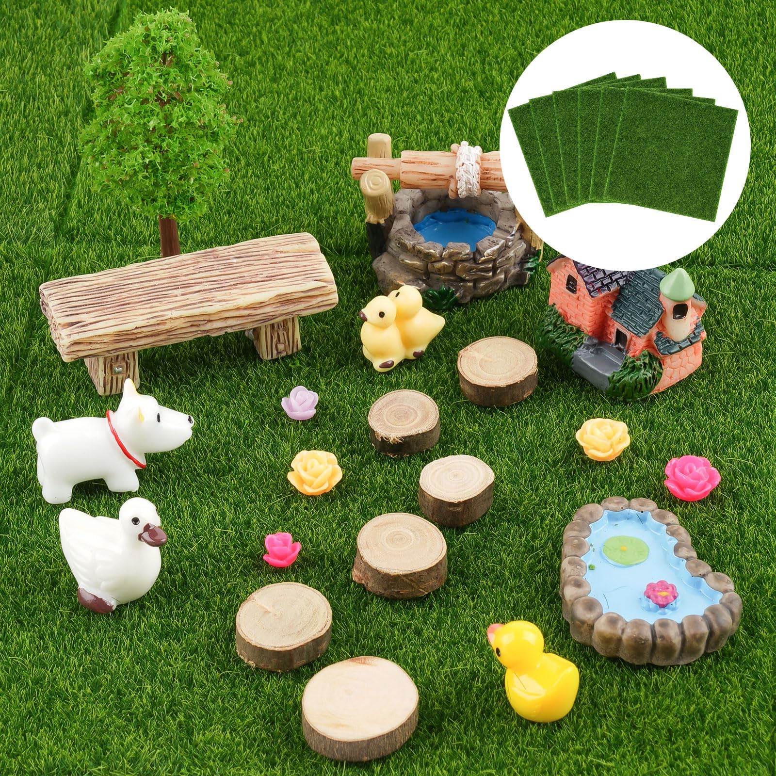 Mini Prato Erba Artificiale - Per Decorazioni, Fairy Gardens E DIY! (4 Pezzi) - Foto 2