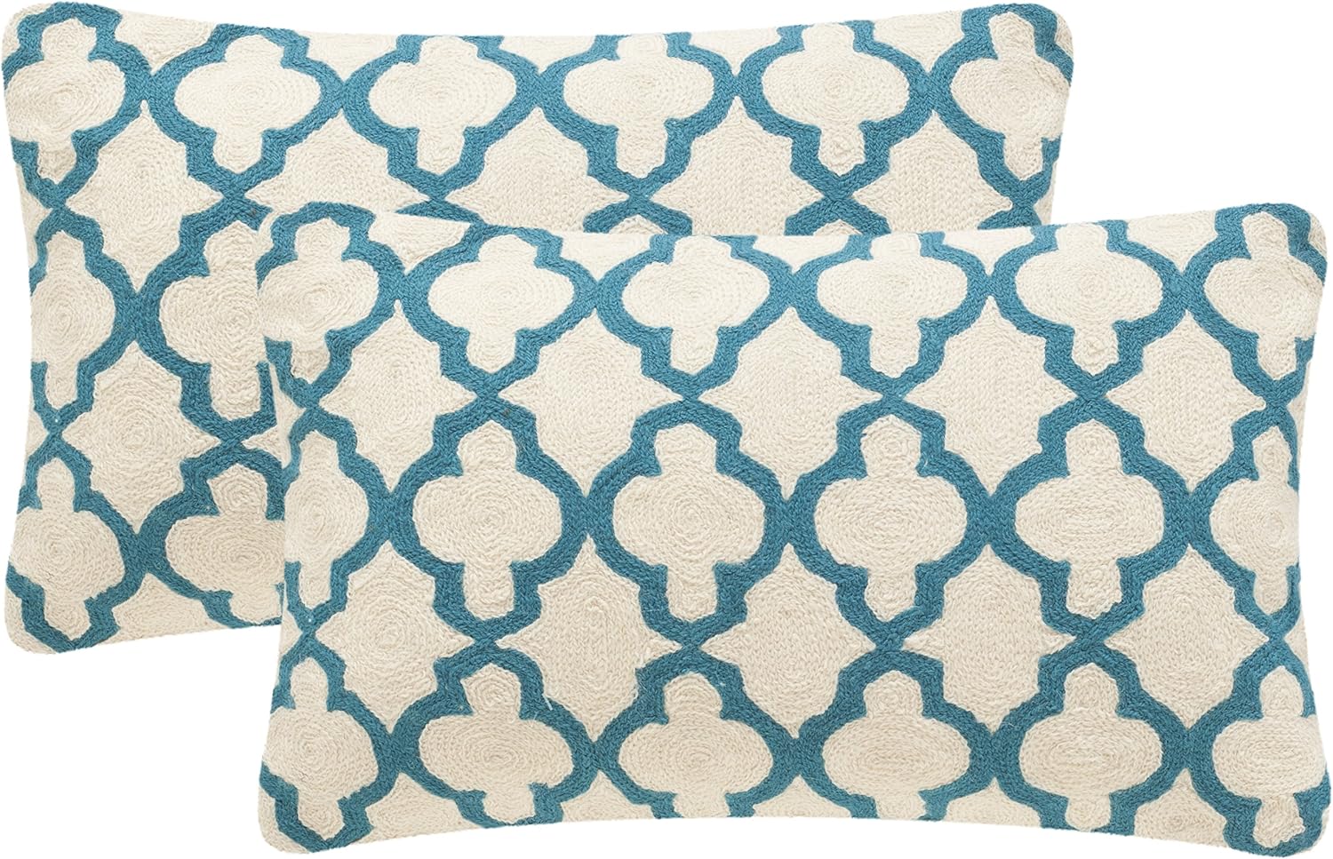 Safavieh Pillow Collection Throw Pillows, 20 by 20-Inch, Sandre Teal, Set of 2