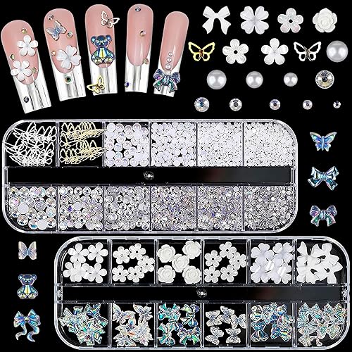 Rhinestones for Nails – Bow Nail Charms 520 Pcs Set