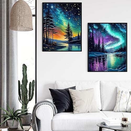 Miniatura 9 de Ycydilirab Pintura de puntada por números para adultos, niños y principiantes, paquete de 4 pinturas por números para regalo, decoración de pared