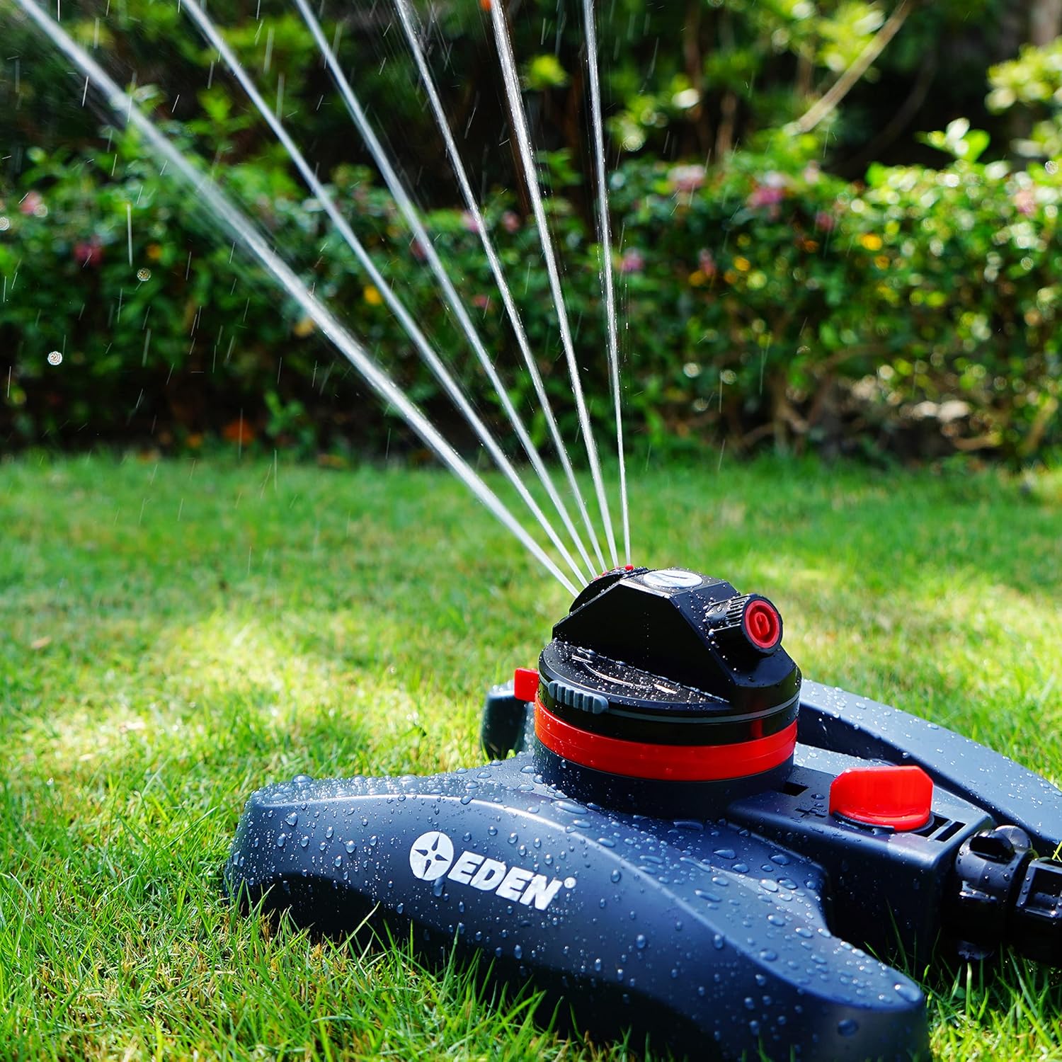 Eden 94134 2-Pattern Turbo Gear Drive Sprinkler for Yard w/Quick Connect Starter Kit Flow Control with Removable Filter, 360 Degree Coverage