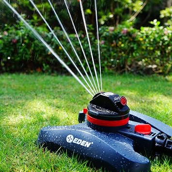 Eden 2 Pattern Turbo Gear Drive Sprinkler Quick Connect Starter Kit Flow Control with Removable Filter, 360 Degree Coverage