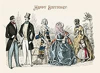 Vista 3 de PIXILUV Tarjeta de felicitación de feliz cumpleaños ~ Hombres y mujeres de la década de 1850 fuera con árboles exuberantes ~ Deseos de cumpleaños
