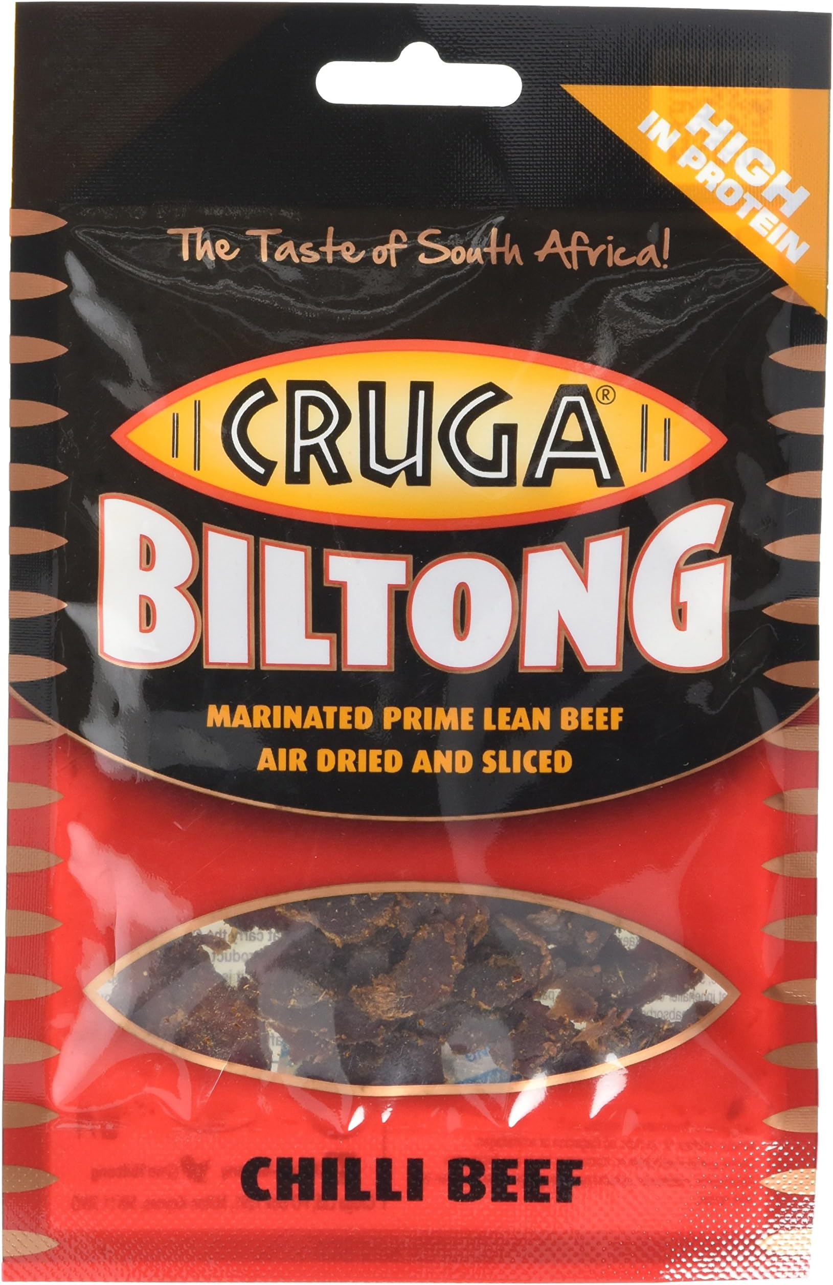 Cruga Chilli Beef Biltong, 25 g, Pack of 10