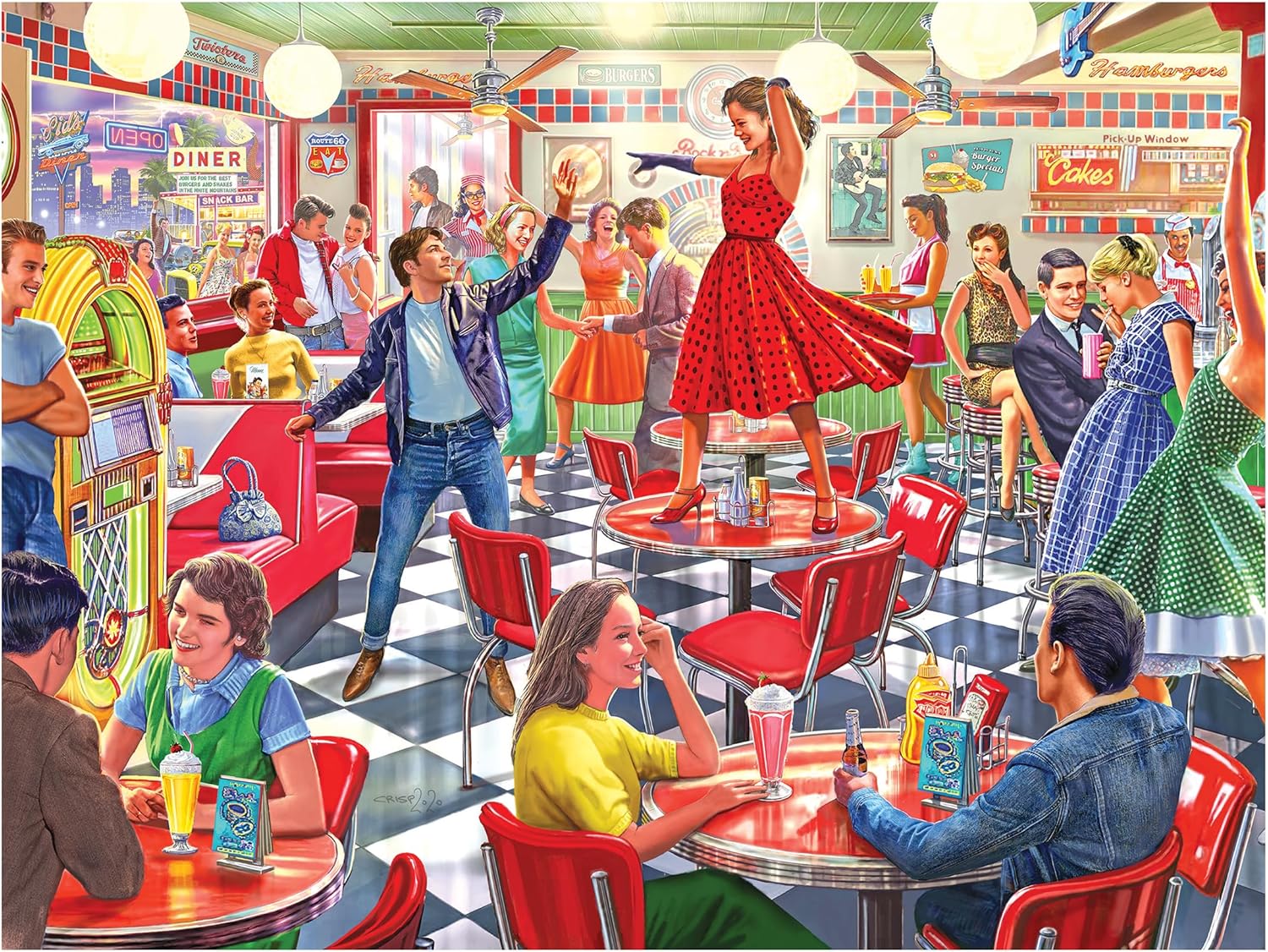 RoseArt - Back to The Past - Dancing at The Diner - 750 Piece Jigsaw Puzzle for Adults