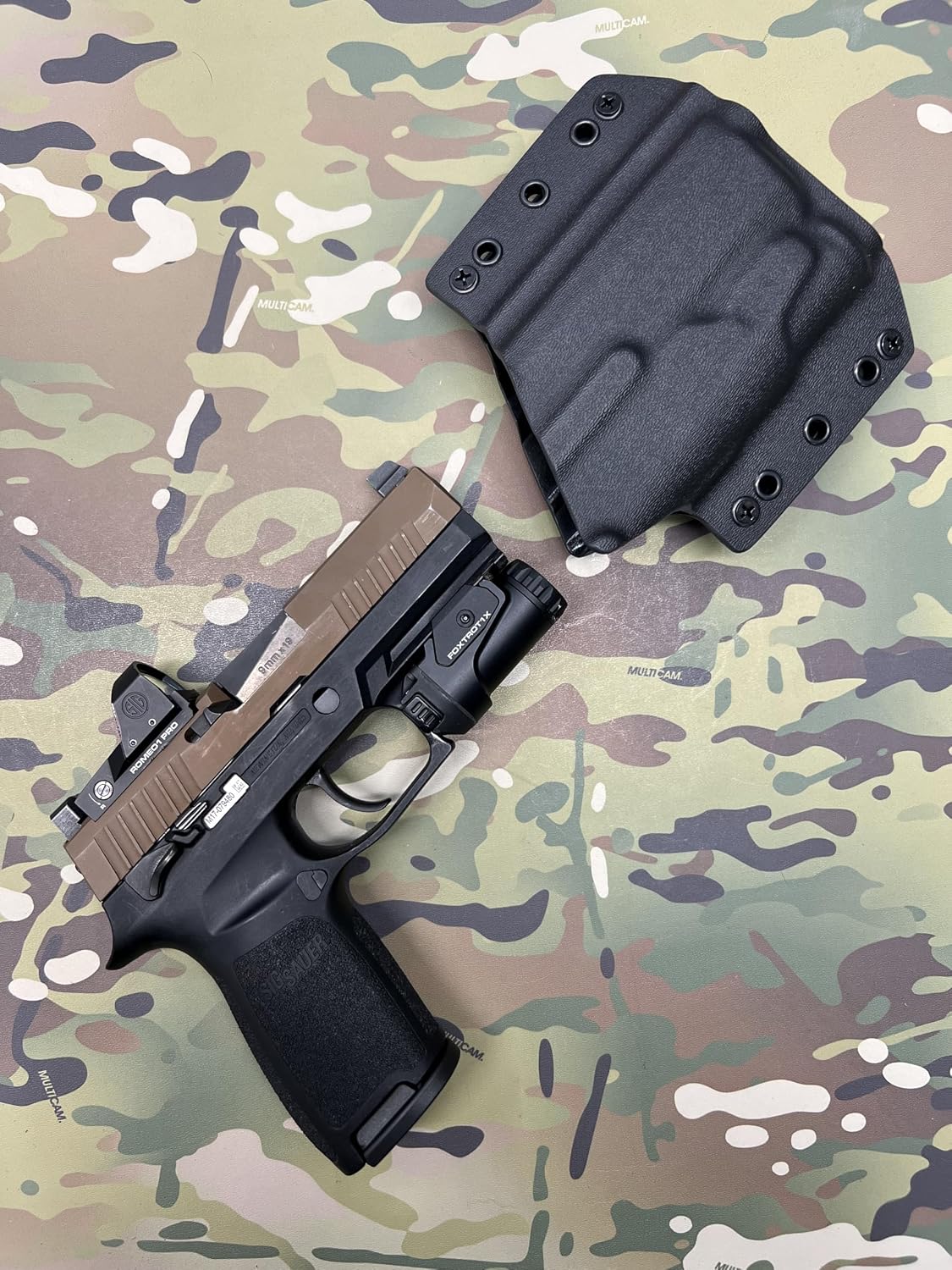 Black Kydex OWB Holster Compatible with Sig Sauer P320 M18 Foxtrot 1X