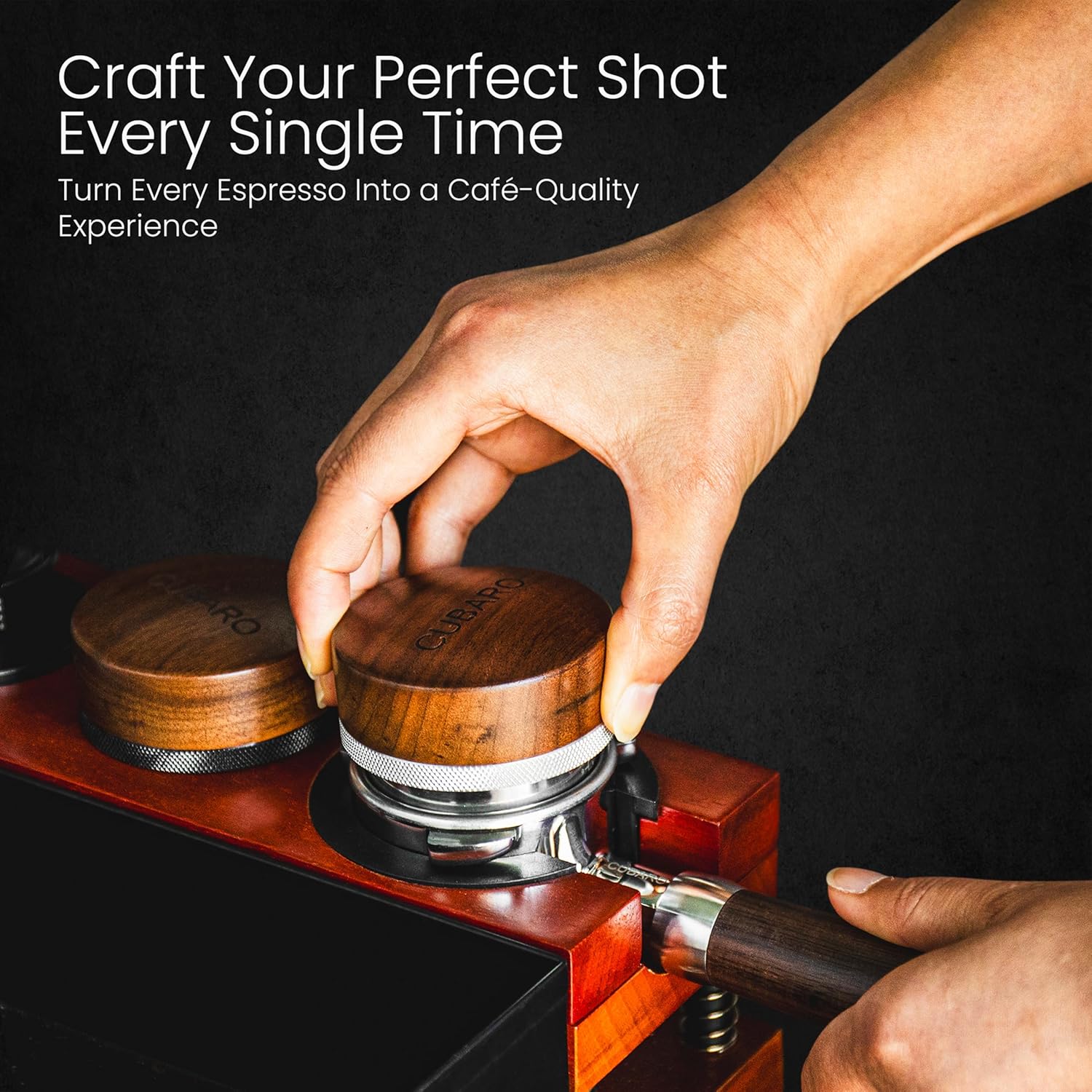 53.3mm Espresso Distributor 54mm – Adjustable Depth Coffee Leveler & Distribution Tool – Walnut Wood Handle & Stainless Steel Base – Fits Breville 54mm Portafilter Espresso Accessories