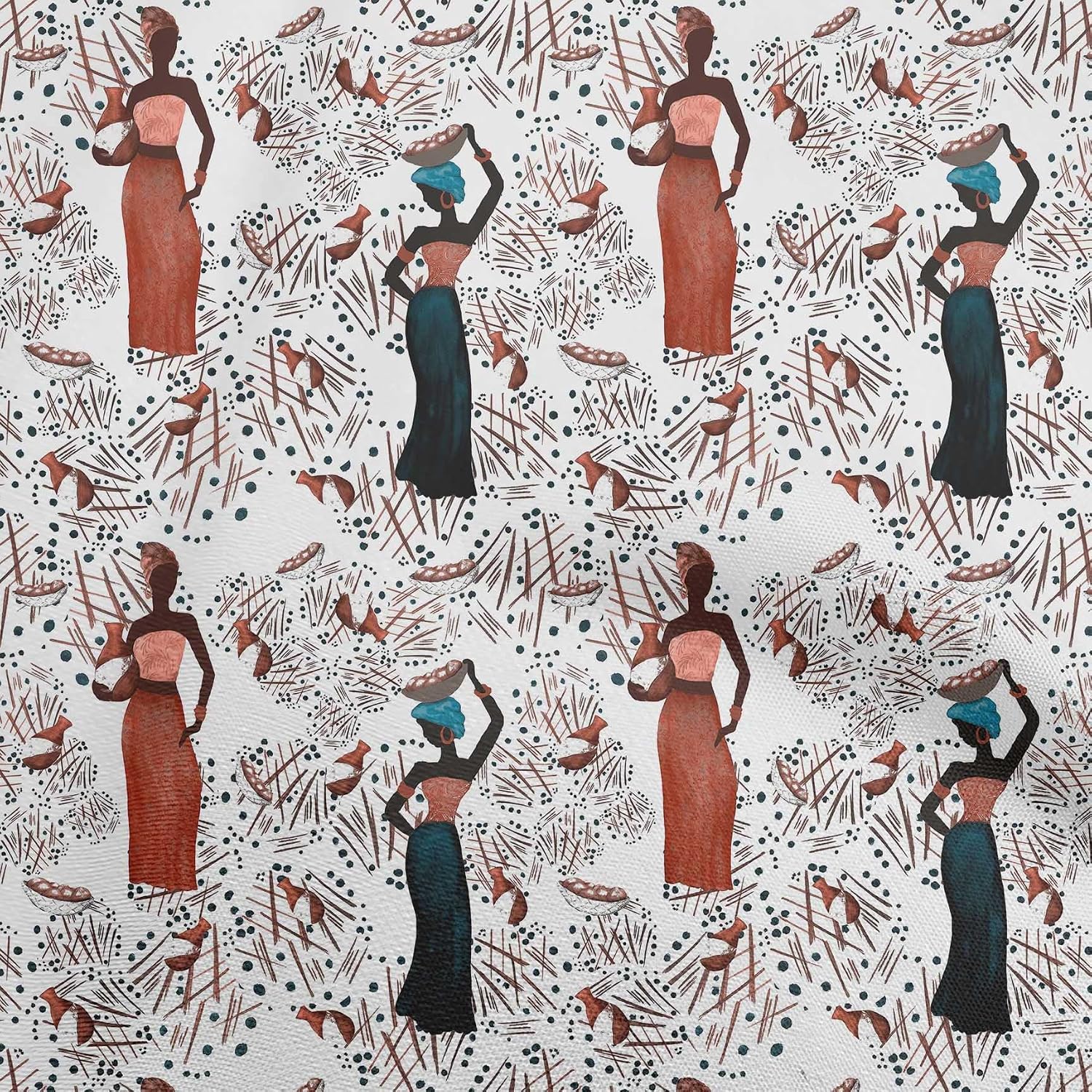 oneOone Cotton Flex White Fabric African Dress Material Fabric Print Fabric by The Yard 40 Inch Wide