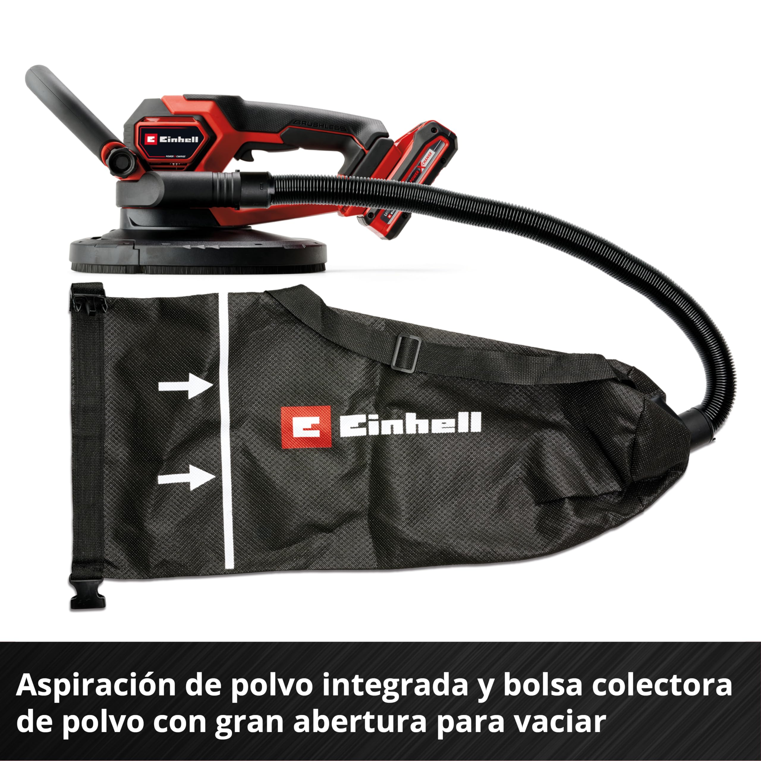 Einhell Professional Lijadora de construcción en seco con batería TP-DWS 18-225 Li BL Solo (18 V, sin escobillas, incl. 6 papeles de lijas de Ø 225 mm y 1 correa de rejilla, sin batería)