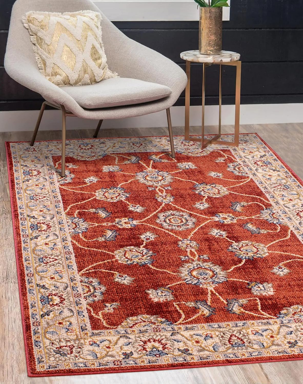 Lord of Rugs Traditional Orient 5929 Rug Living Room Bedroom Bordered Classic Rug Terracotta