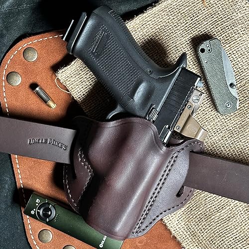 Miniatura 4 de Uncle Mike's Funda Taurus G3C, funda de cuero OWB para Glock 19, Glock 17, 19, 22, 23, Taurus G2C, M&P Shield 0.354 in, funda Shield Plus, funda