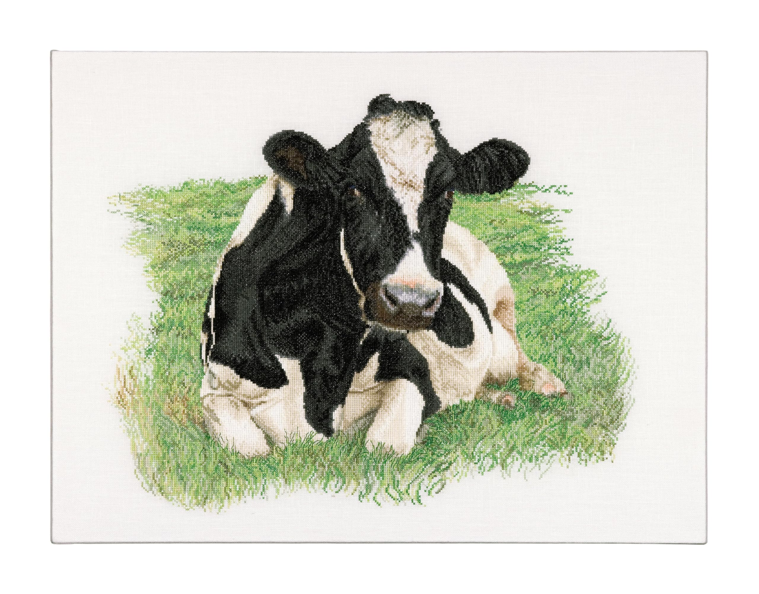 Thea Gouverneur Cow On Aida Counted Cross Stitch Kit, 16 Count